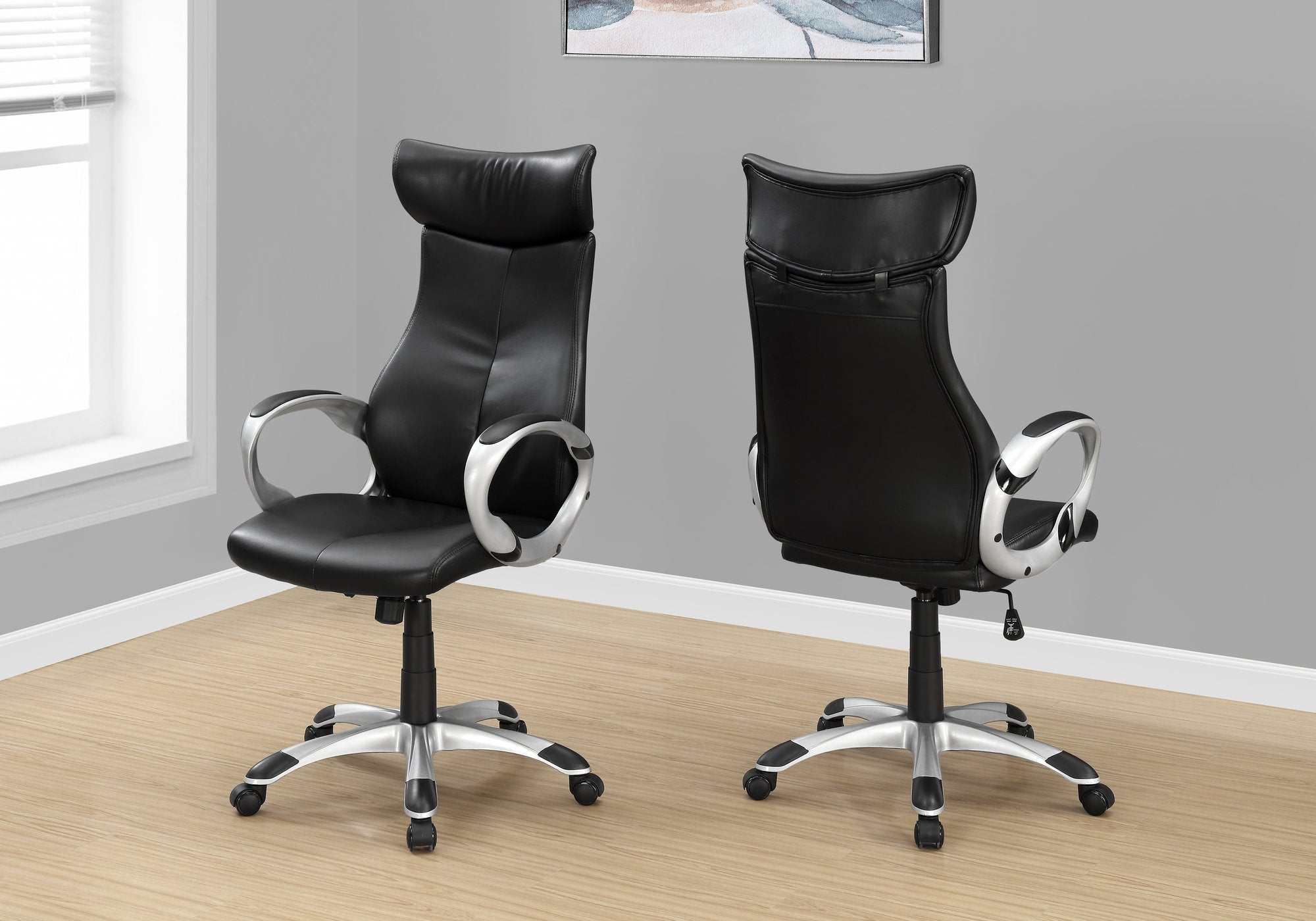 office chair black leather look high back executive i7290