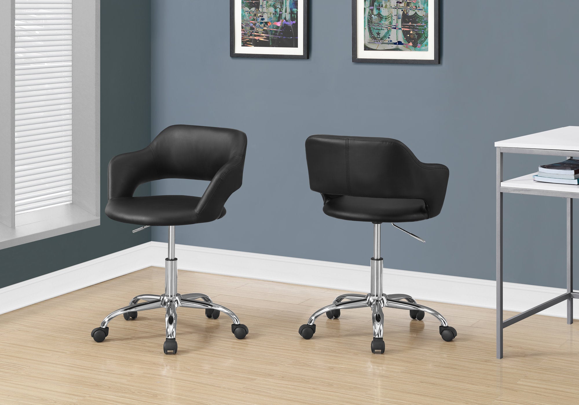 Image of office chair - black chrome metal hydraulic lift base i 7298.