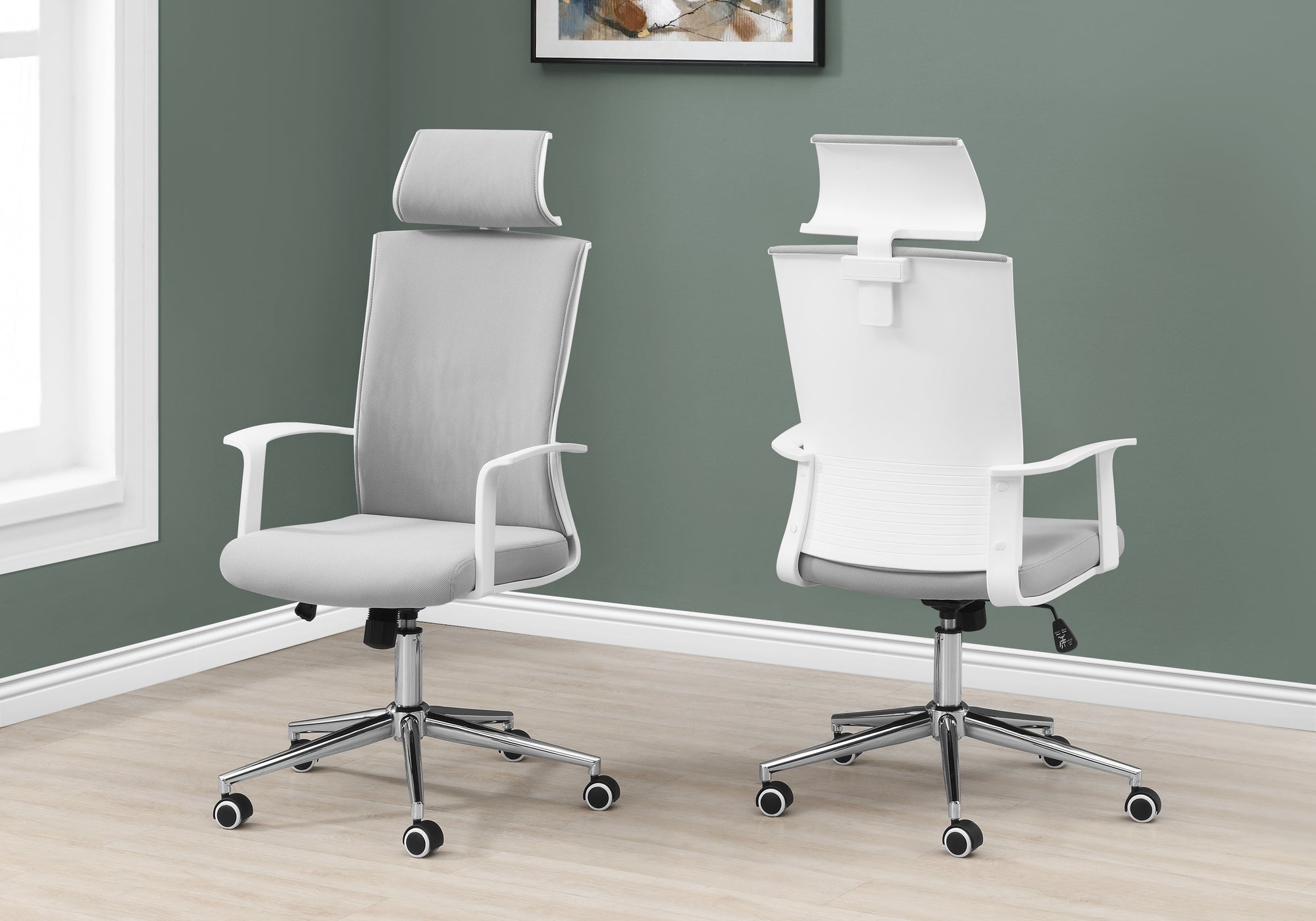 Image of office chair - white grey fabric high back executive i 7301.