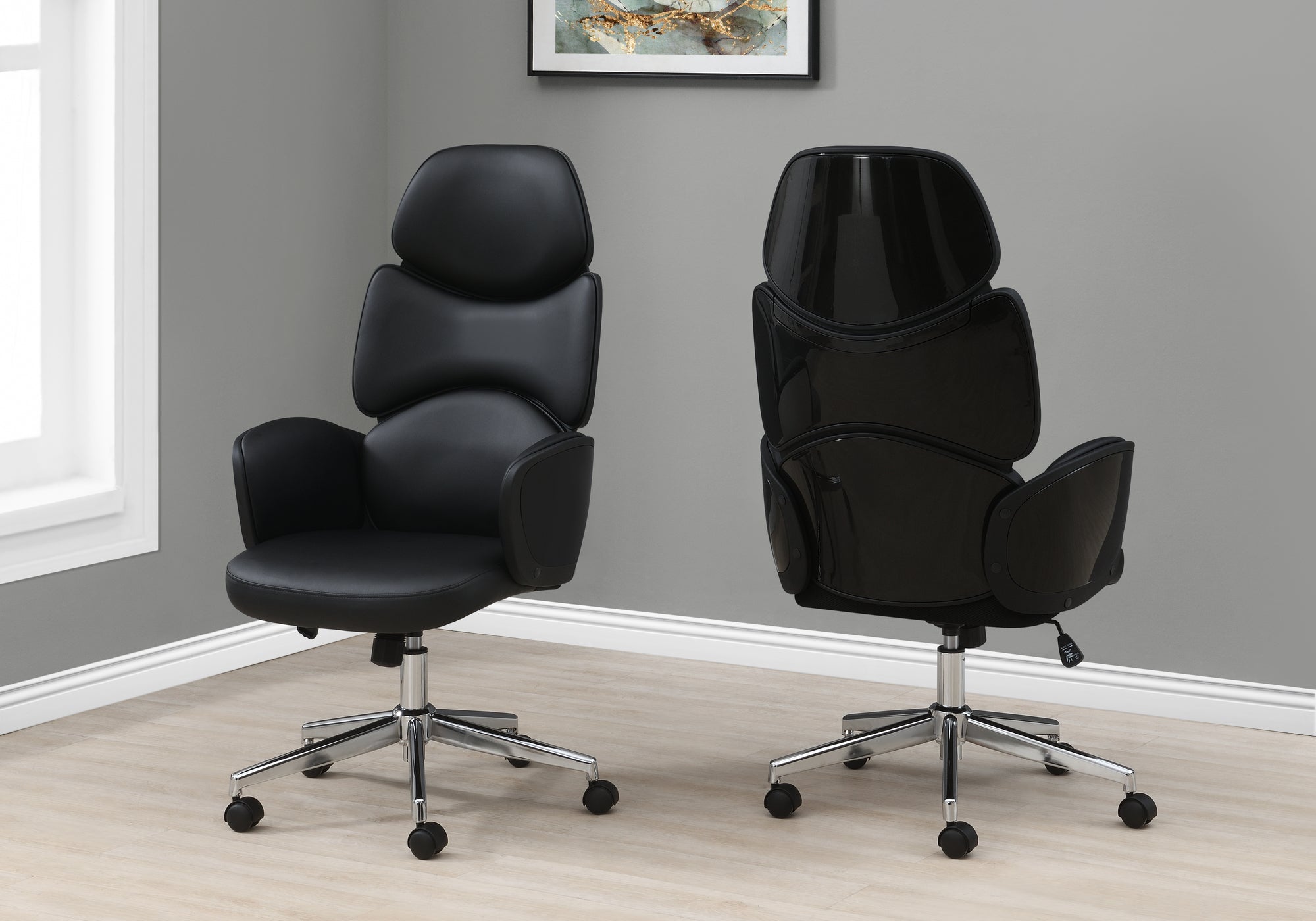 office chair black leather look high back executive i7321