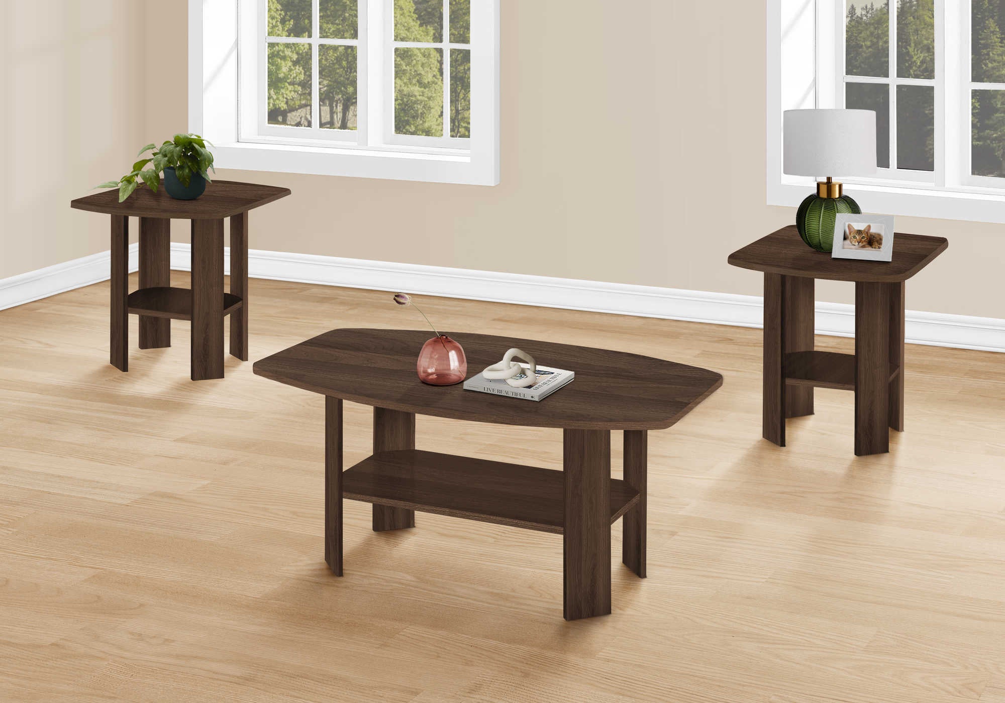 Image of table set - 3pcs set dark walnut i 7872p.