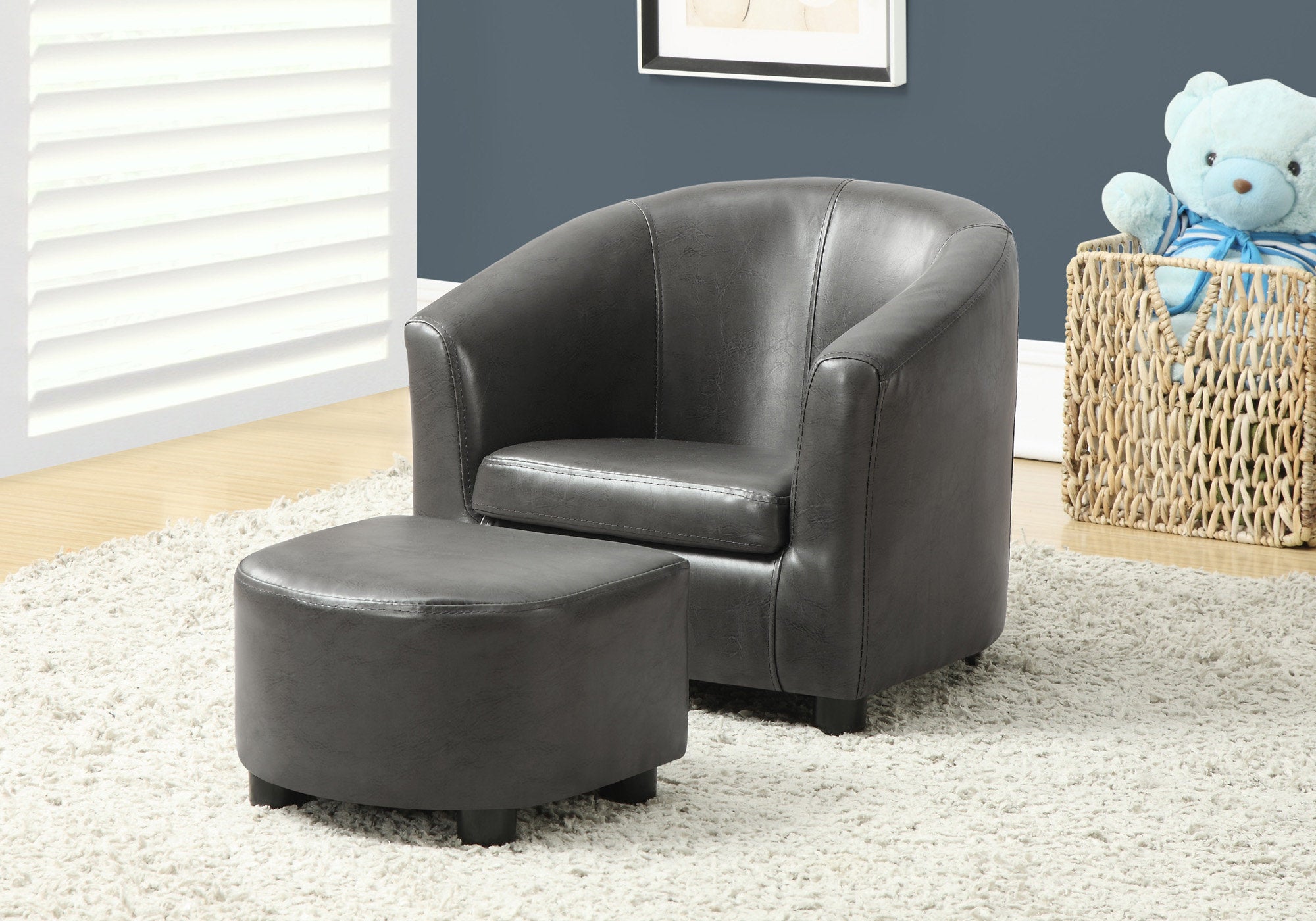 juvenile chair 2 pcs set charcoal grey leather look i8109