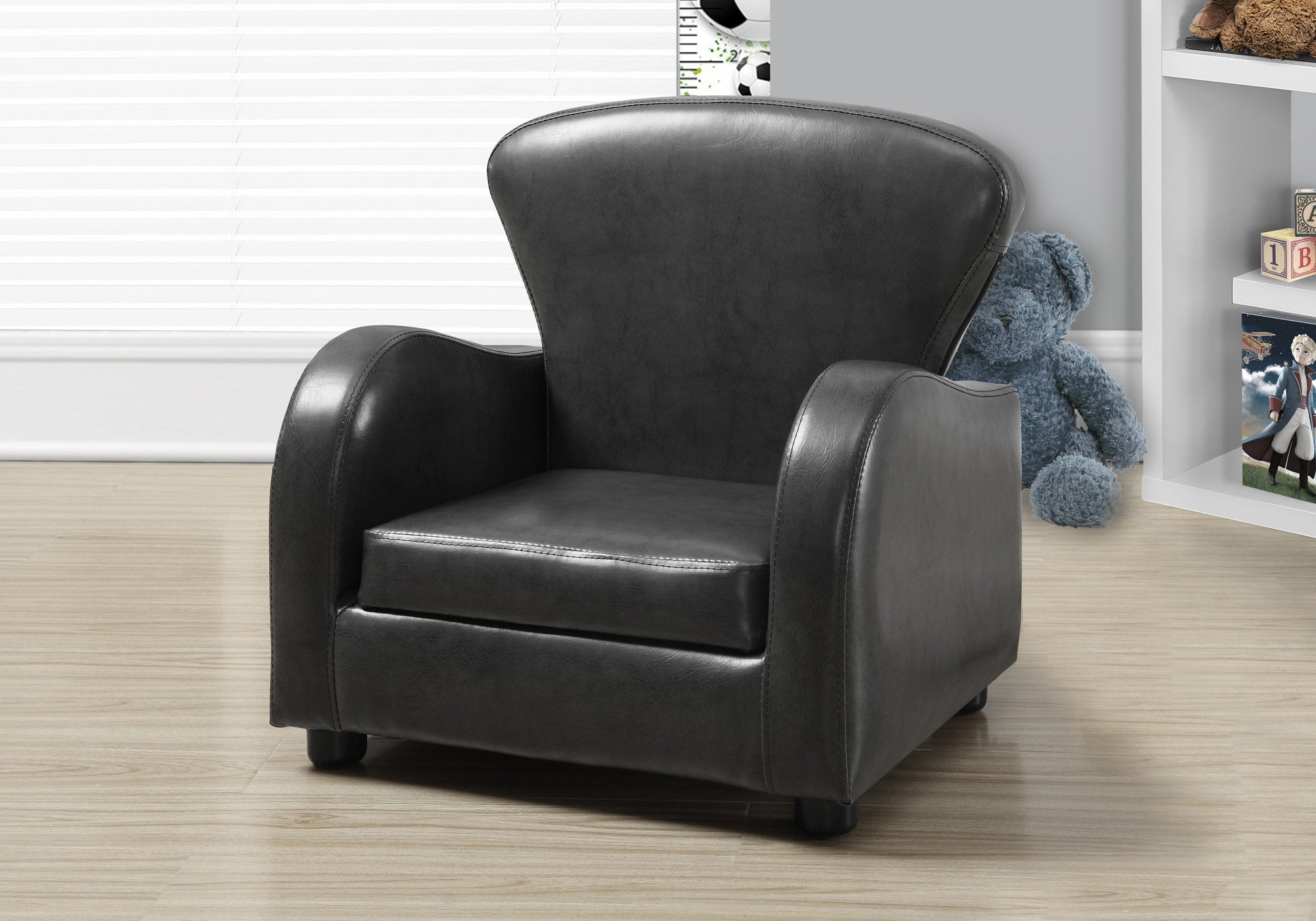 juvenile chair charcoal grey leather look i8141