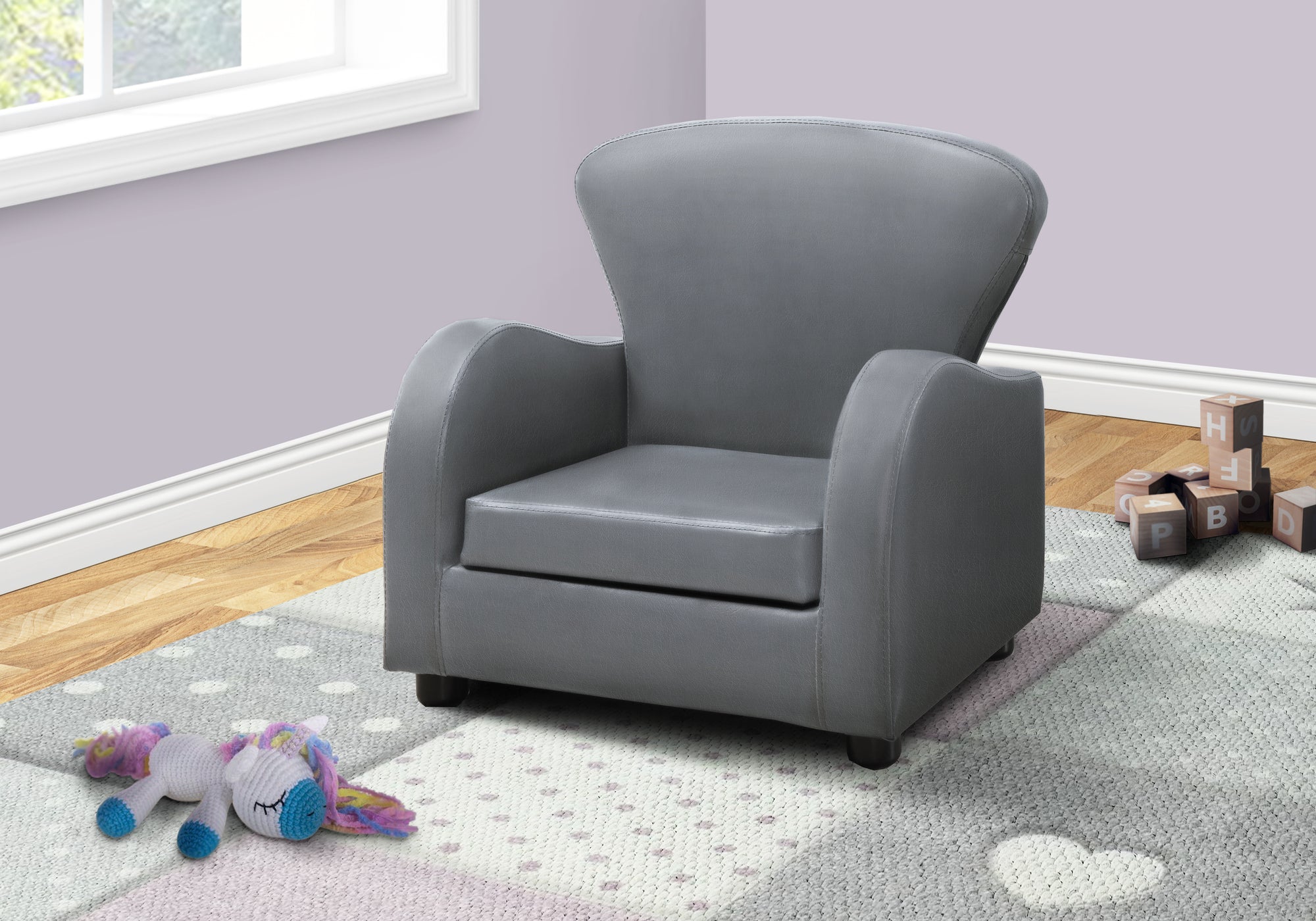 juvenile chair grey leather look i8144
