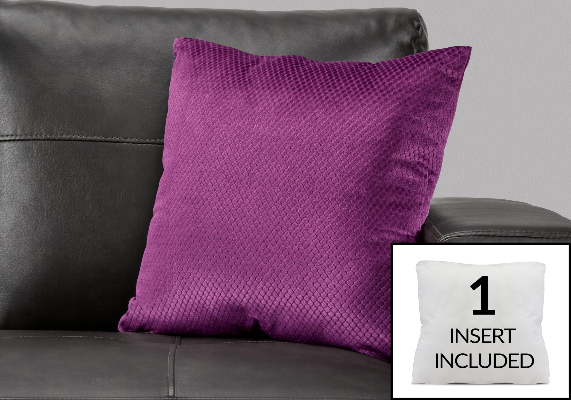Image of pillow - 18inch x 18inch purple diamond velvet 1pc i 9302.