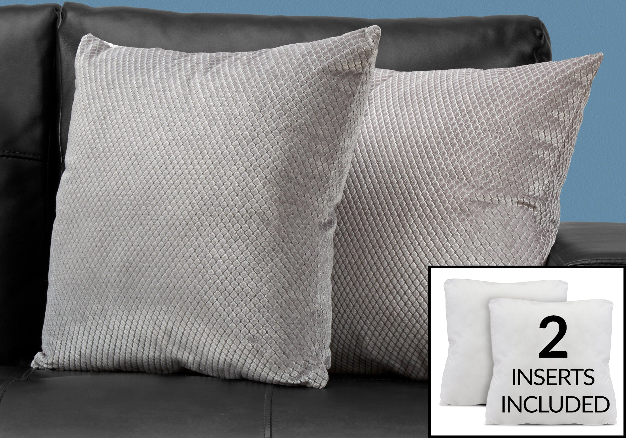 Image of pillow - 18inch x 18inch silver diamond velvet 2pcs i 9307.