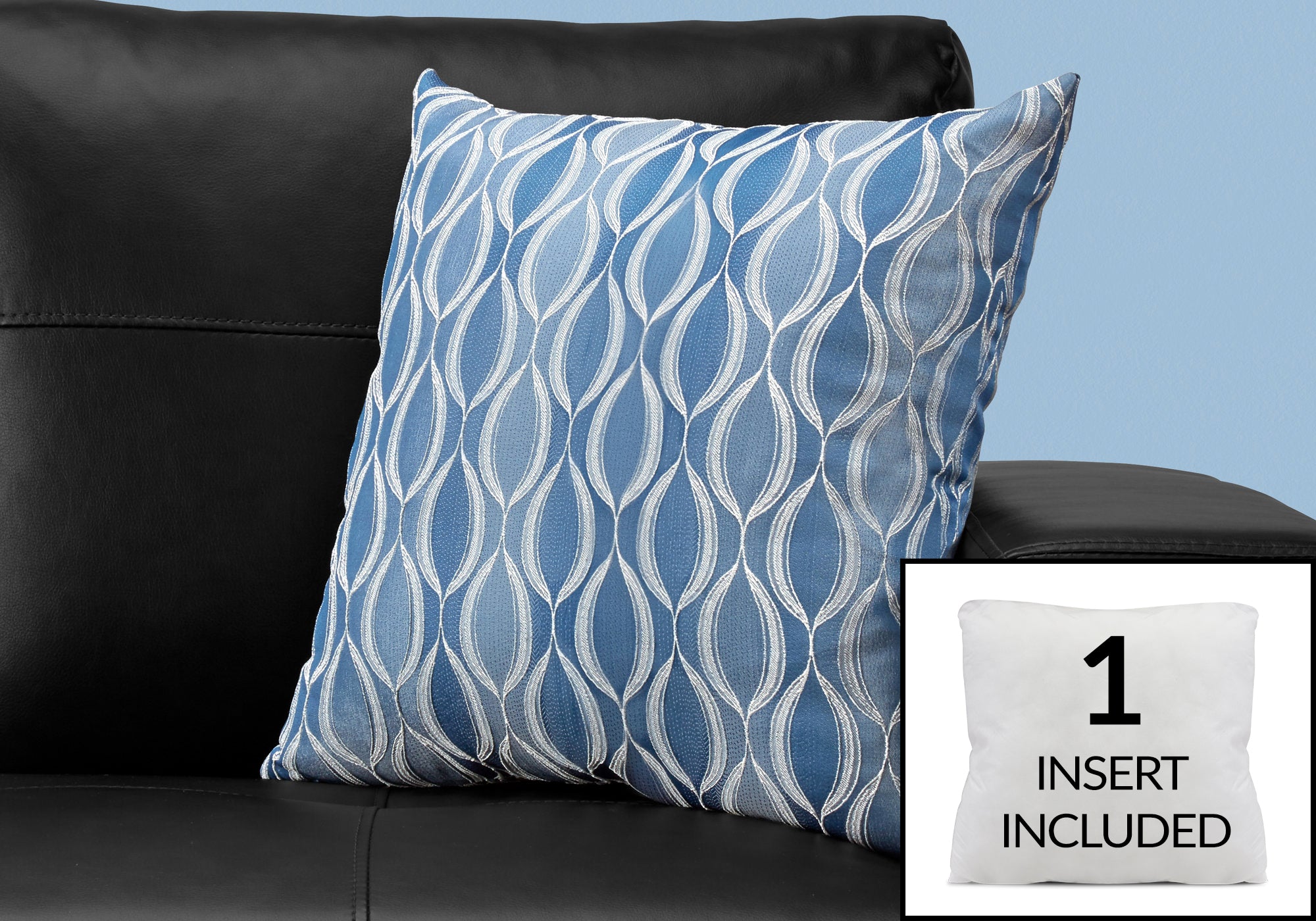 pillow 18x 18 blue wave pattern 1pc i9348