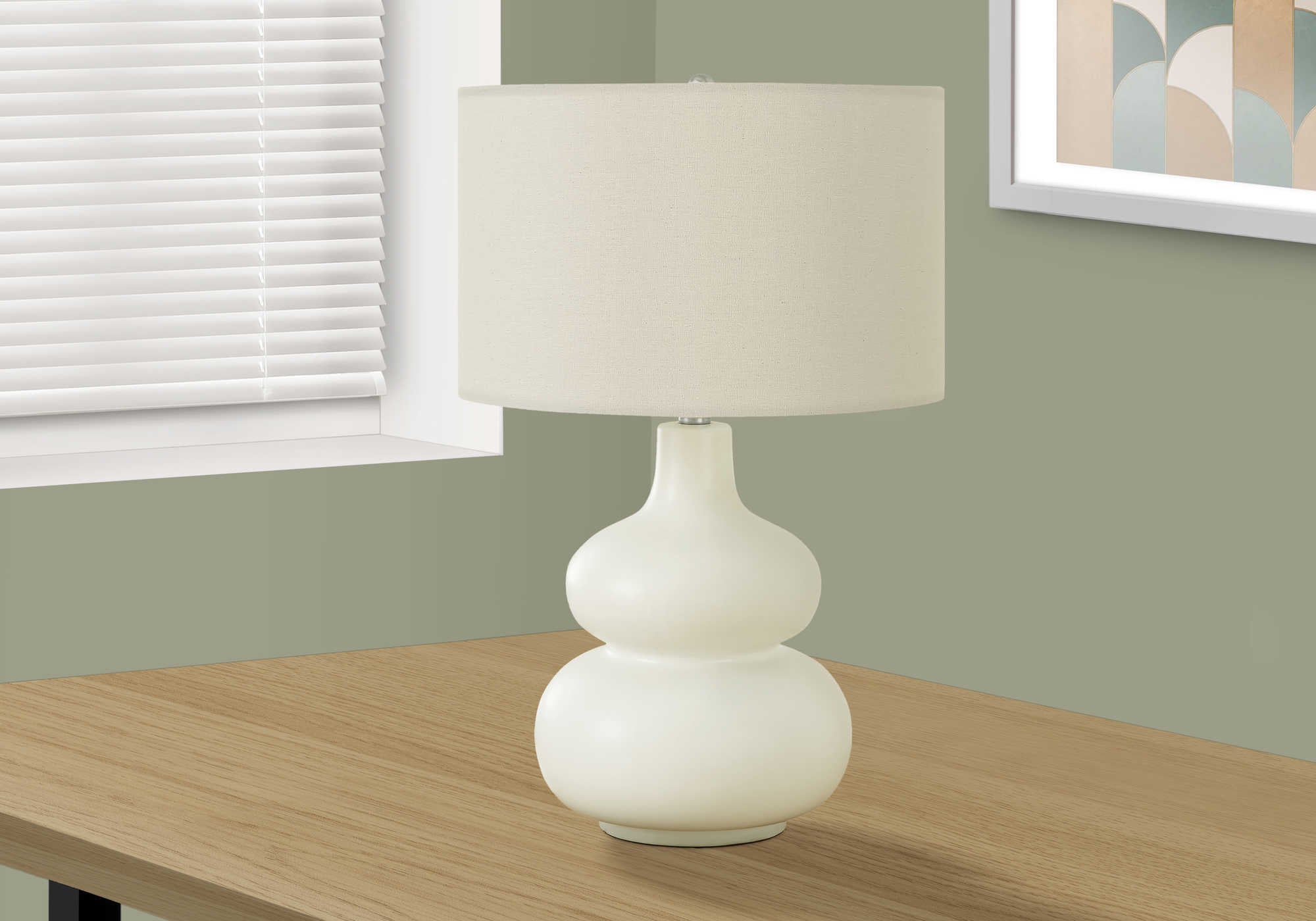 Image of lighting - 25h table lamp cream ceramic ivory shade i 9608.