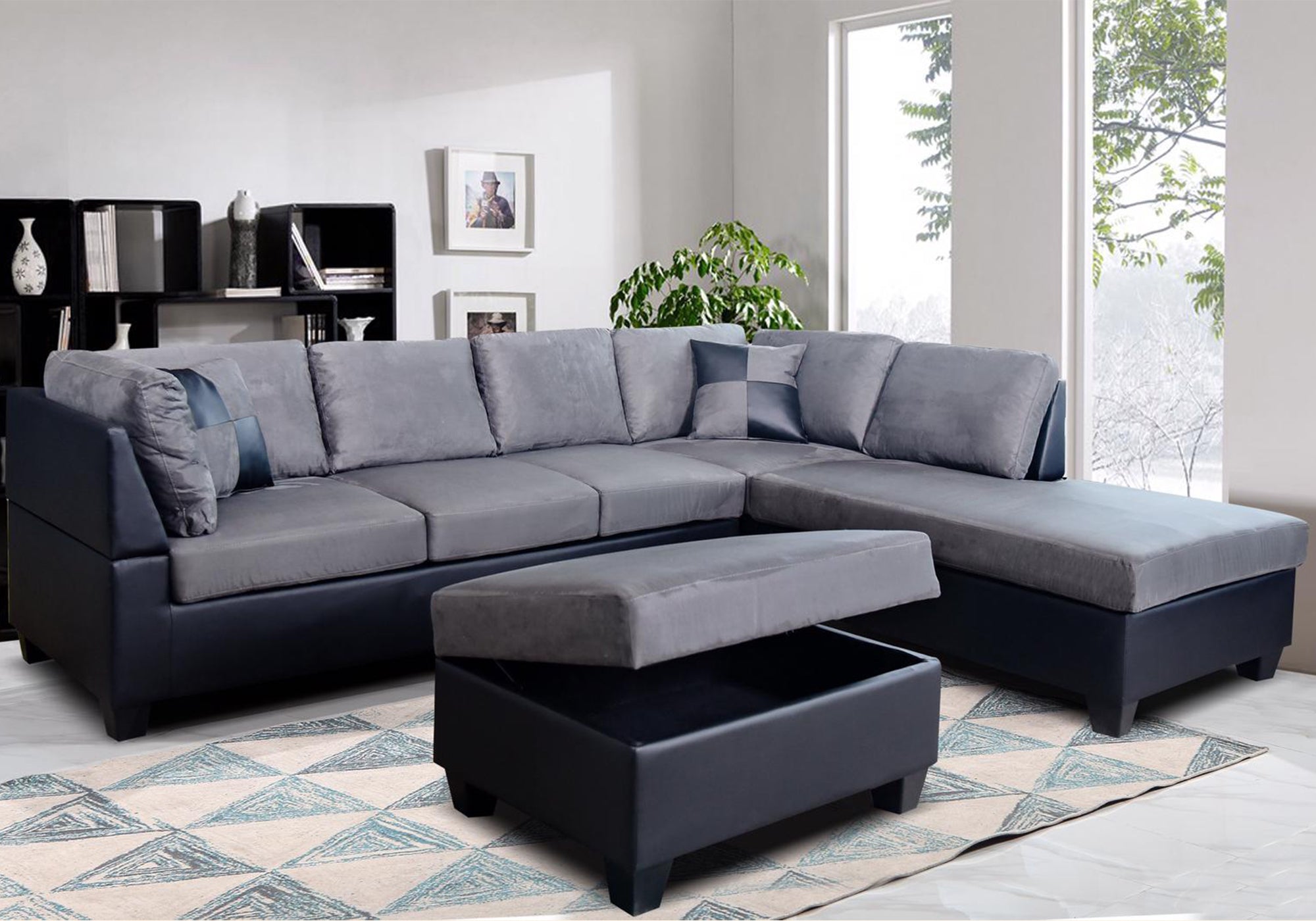 sofa sectional with ottoman grey
