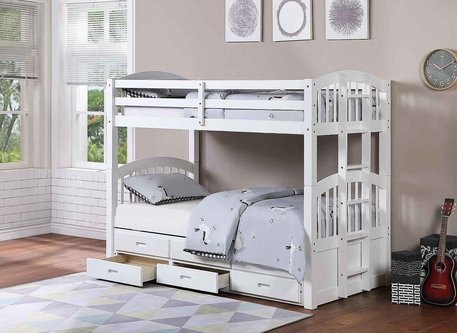 Image of bunk bed - b-1842 single/single/single wood.