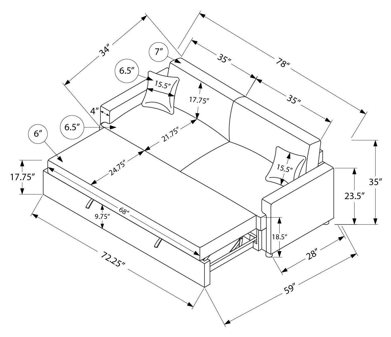 SOFA LIT - CONVERTIBLE TISSU BRUN #CENTAURI-16 – 8224C16