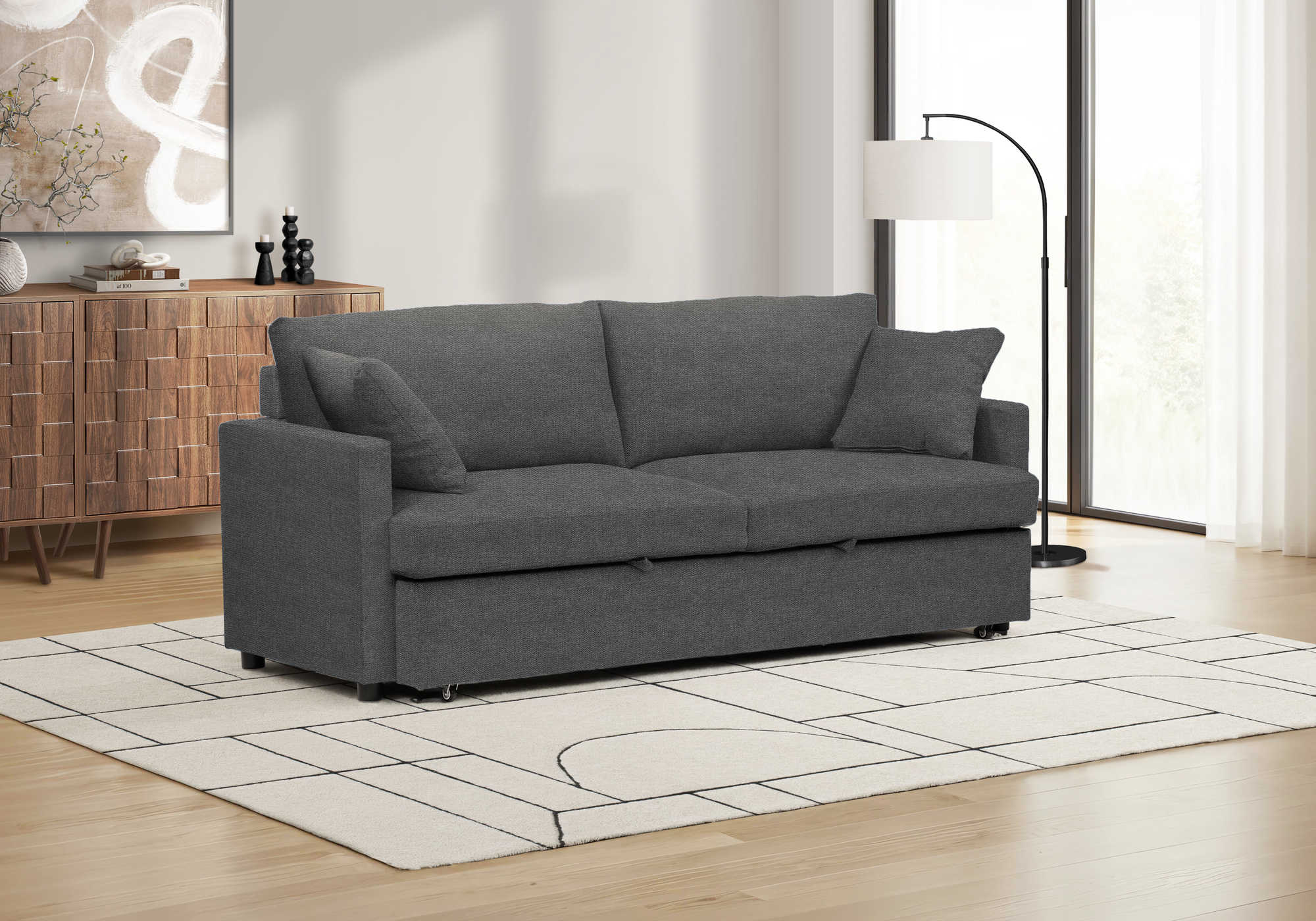 SOFA LIT - TISSU GRIS CHARBON #BREGO-18 – 8224G18