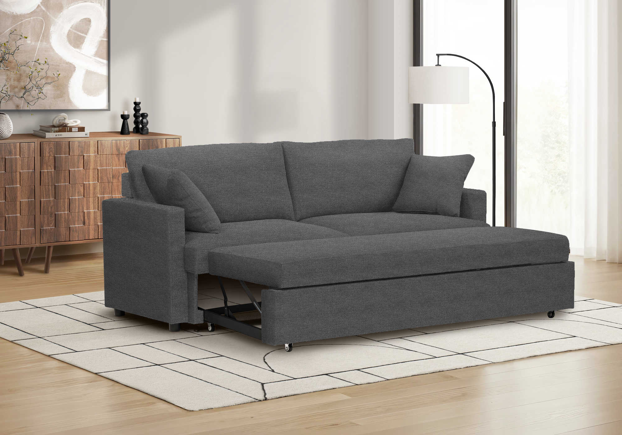 SOFA LIT - TISSU GRIS CHARBON #BREGO-18 – 8224G18