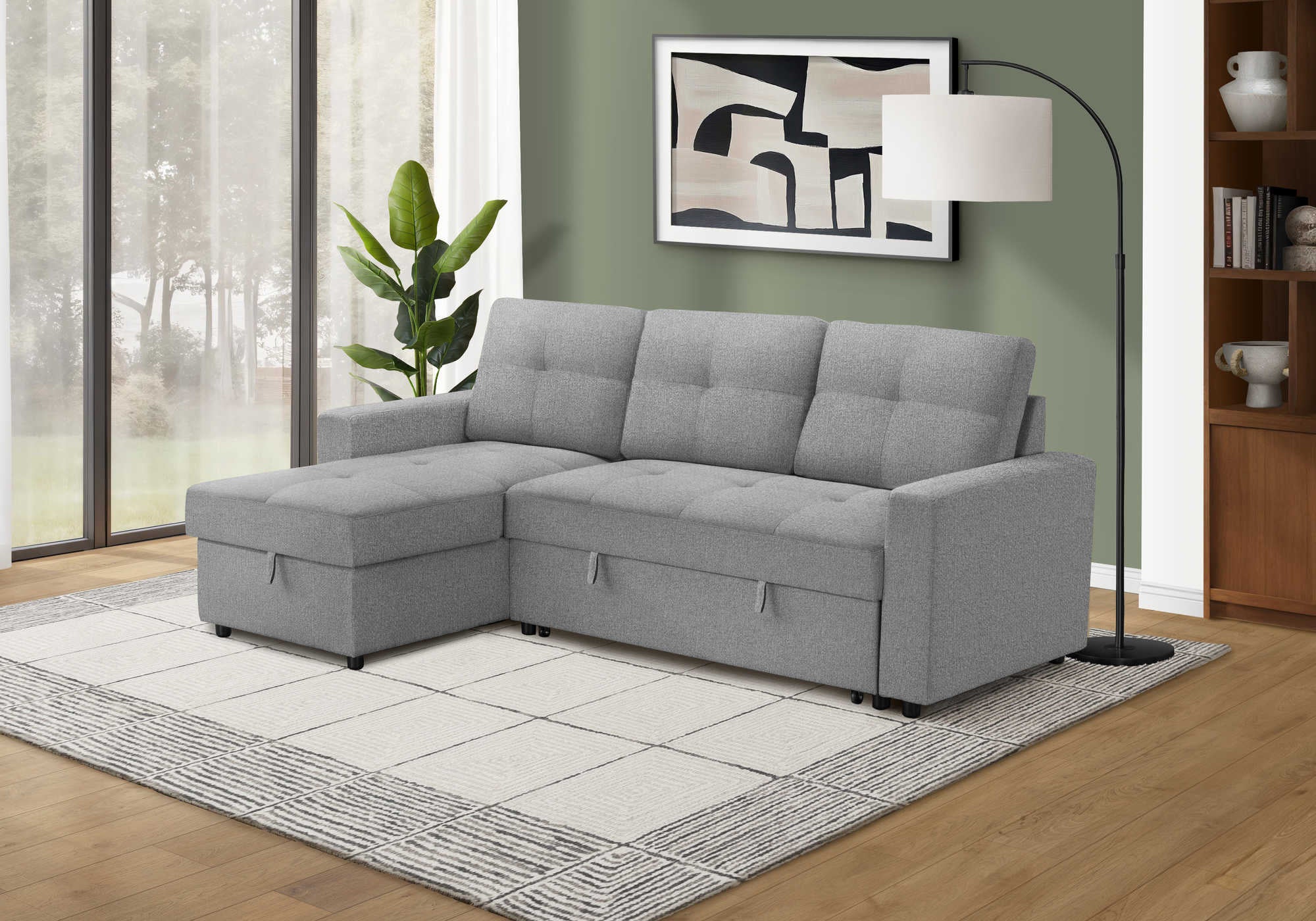 SOFA LIT - RANGEMENT G/D TISSU GRIS #LUMOS-08 – 8A14L08