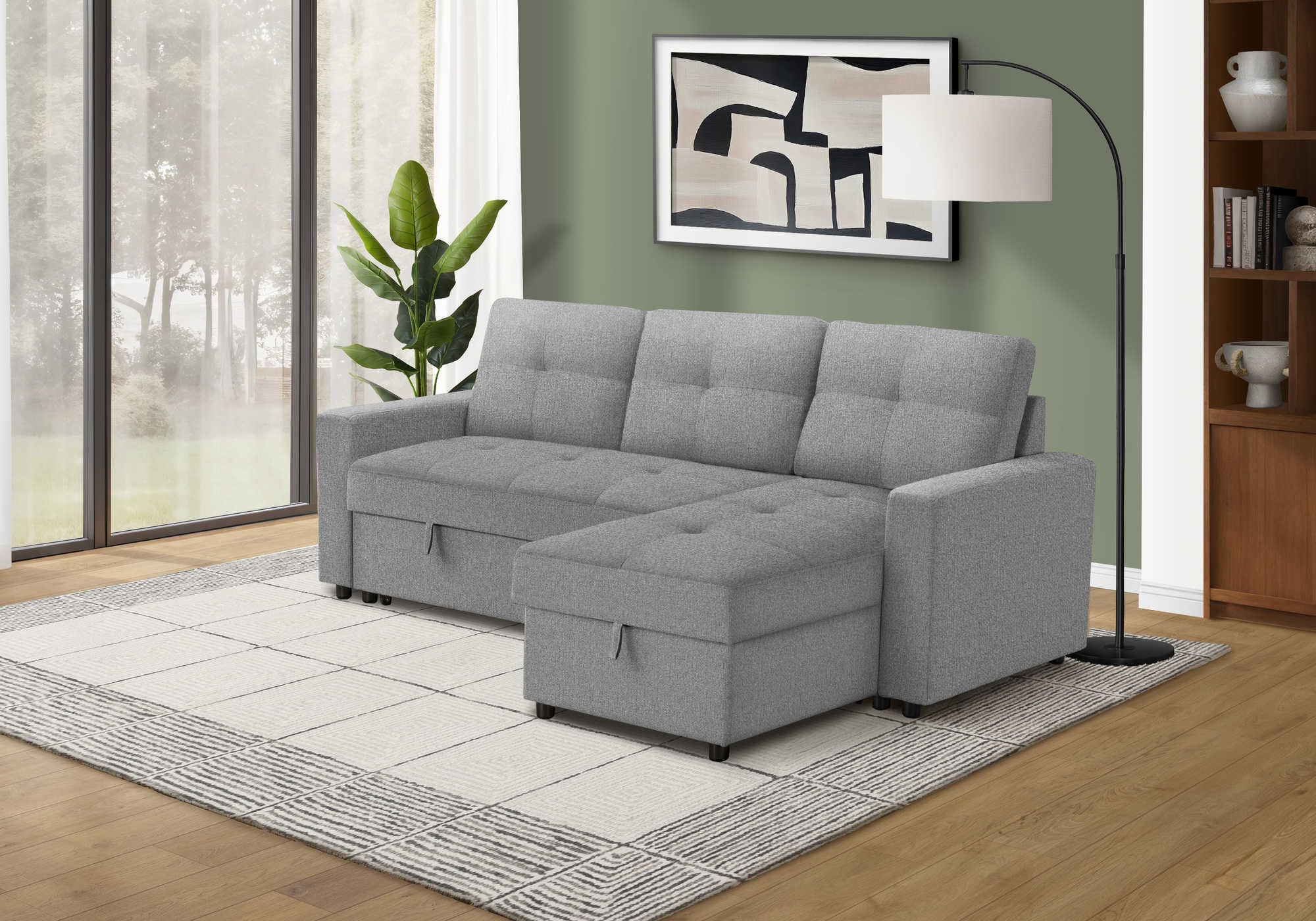 SOFA LIT - RANGEMENT G/D TISSU GRIS #LUMOS-08 – 8A14L08