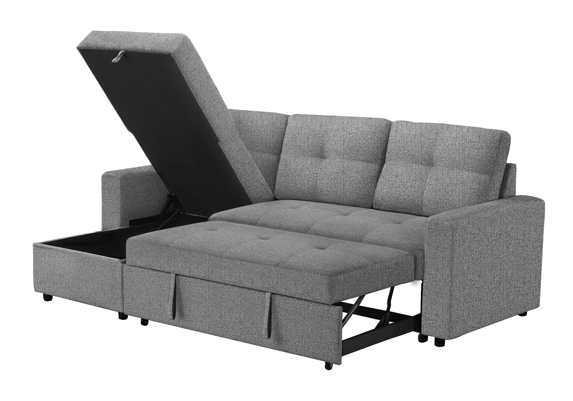 SOFA LIT - RANGEMENT G/D TISSU GRIS #LUMOS-08 – 8A14L08