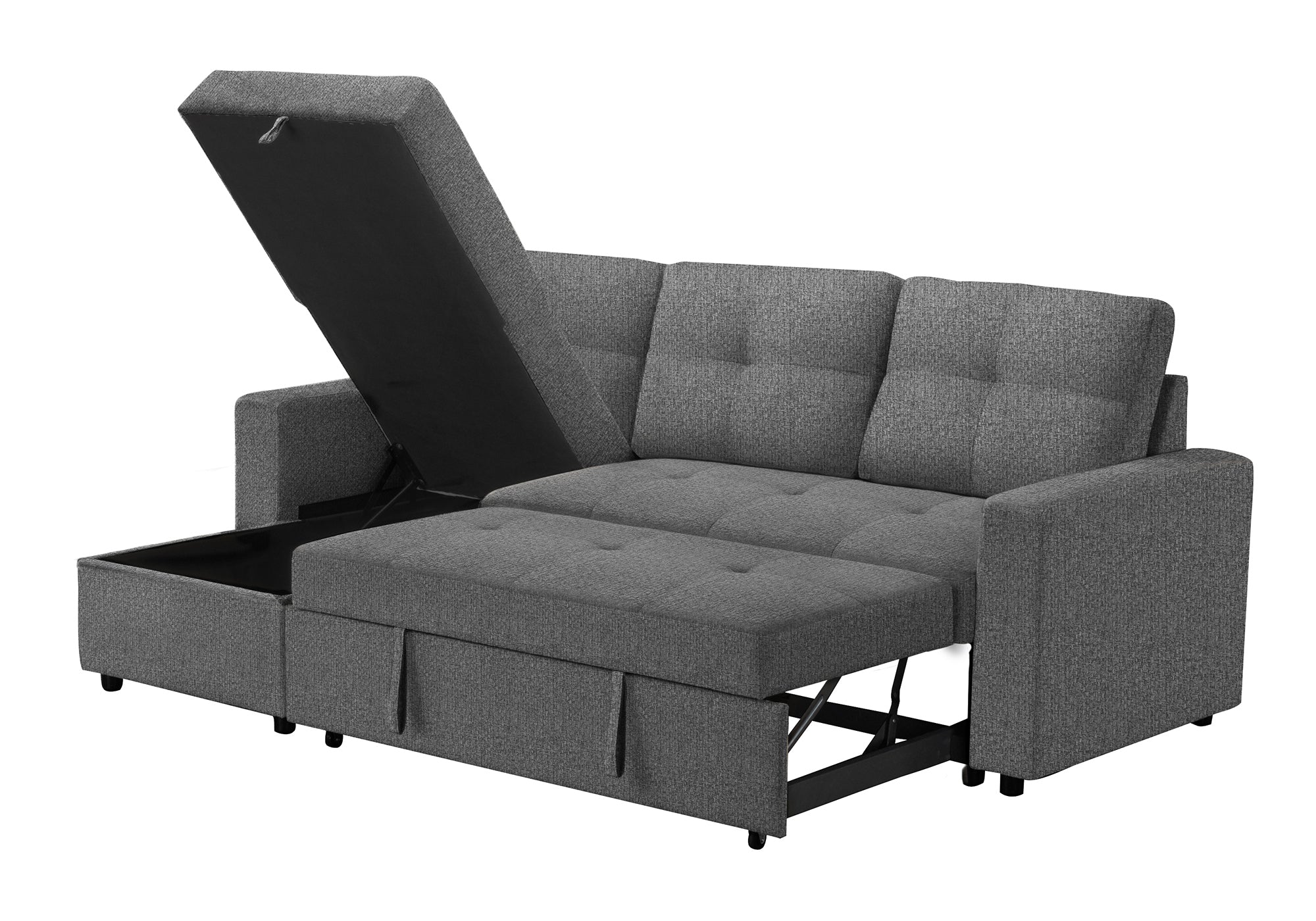 SOFA LIT - RANGEMENT G/D TISSU GRIS #LUMOS-13 – 8A14L13