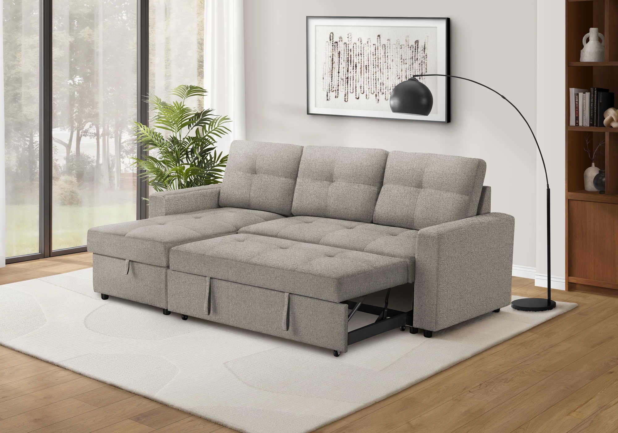 SOFA LIT - RANGEMENT G/D TISSU BRUN #LUMOS-31 – 8A14L31