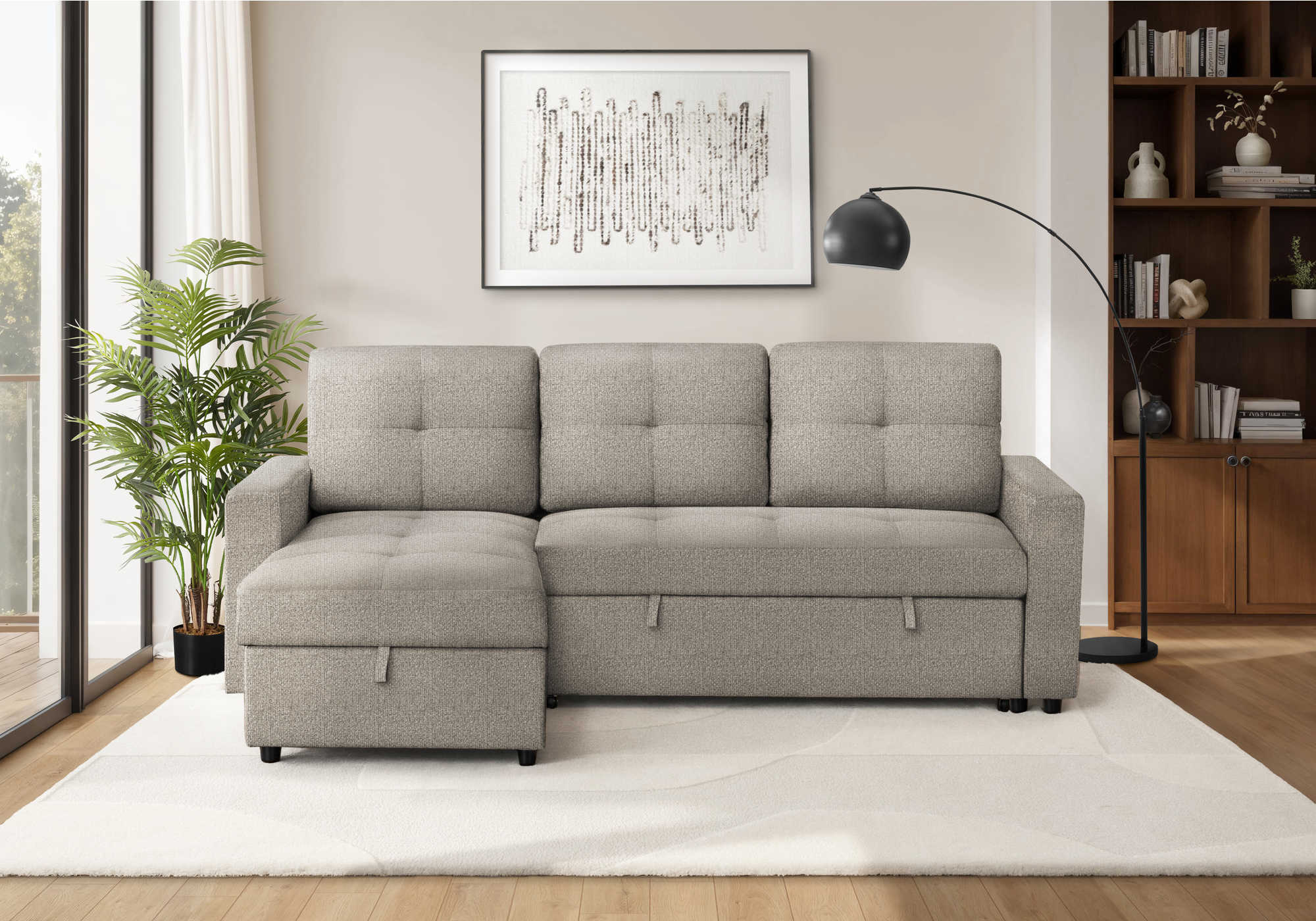 SOFA LIT - RANGEMENT G/D TISSU BRUN #LUMOS-31 – 8A14L31