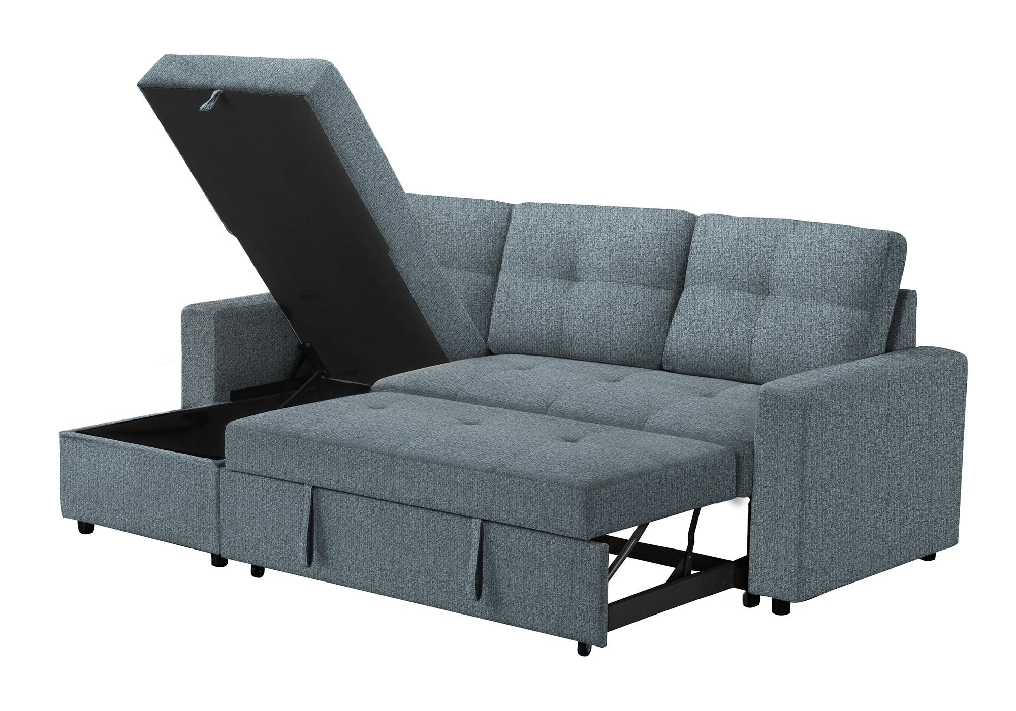 SOFA LIT - RANGEMENT G/D TISSU BLEU #LUMOS-83 – 8A14L83