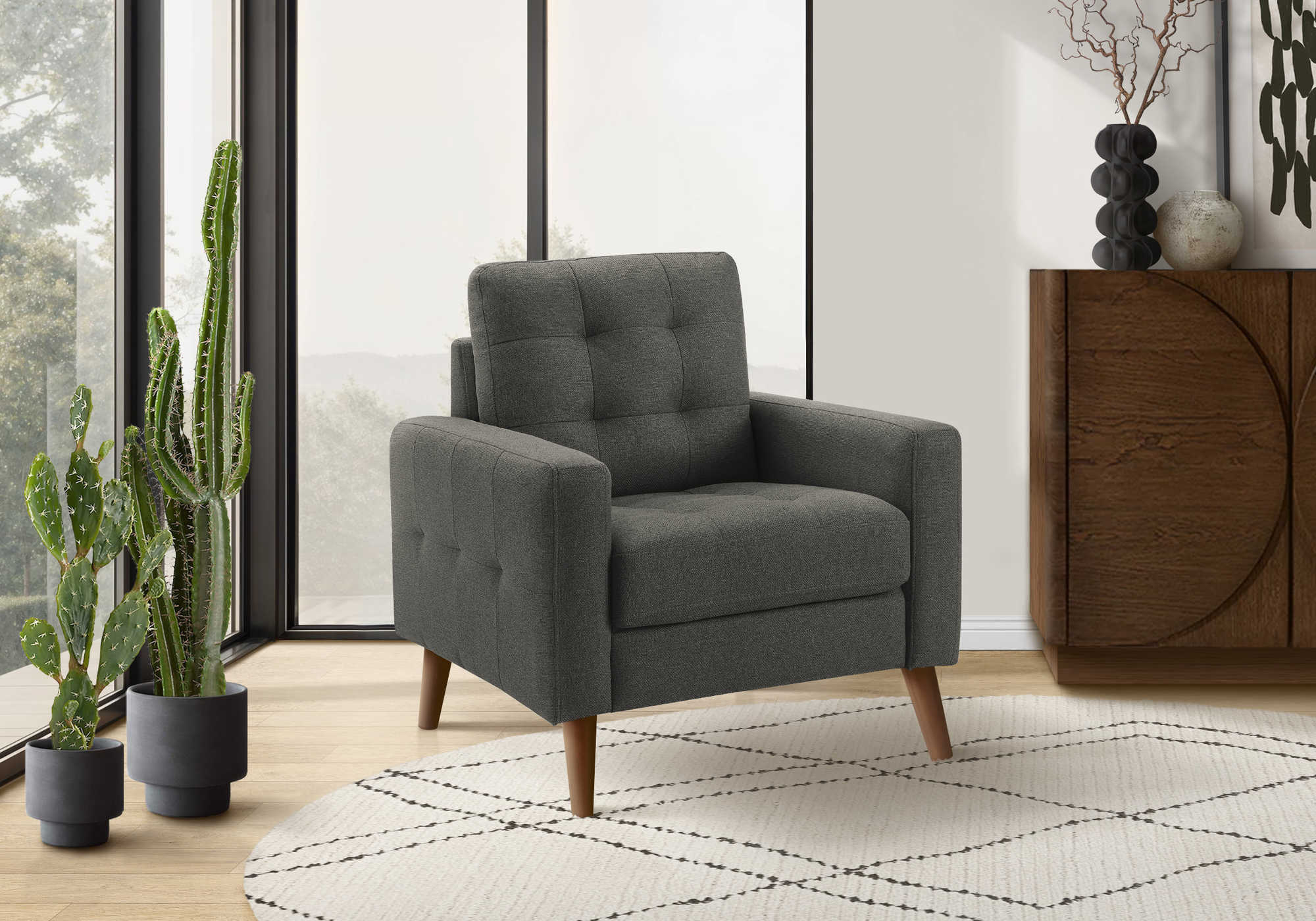 CHAISE - 31"L / TISSU GRIS FONCE #LUMOS-17 – 8J11L17