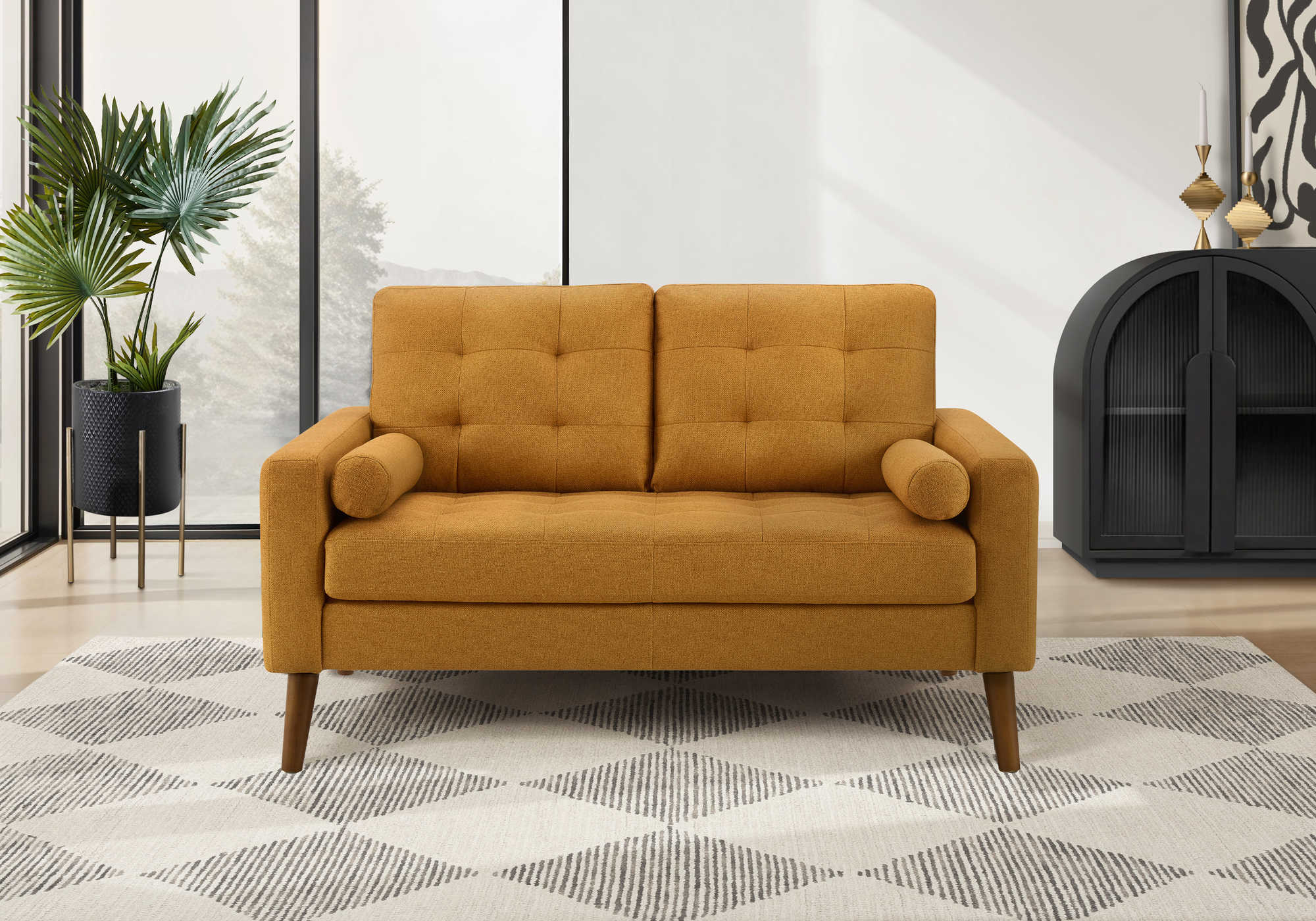 CAUSEUSE - 58"L AVEC 2 COUSSINS / TISSU ORANGE #LUMOS-68 – 8J12L68