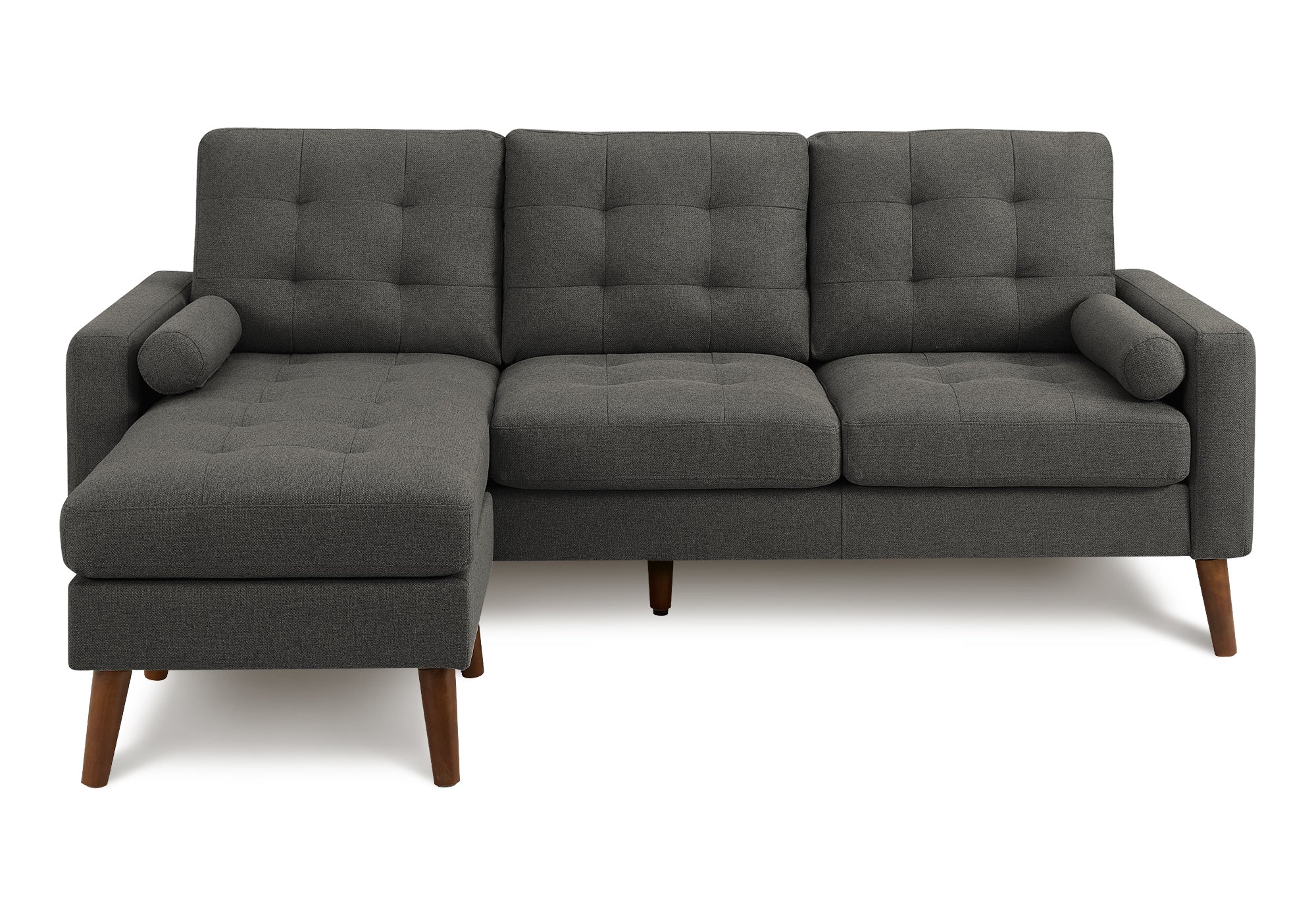 SOFA CHAISE LONGUE - G/D AVEC 2 COUSSINS / GRIS #LUMOS-17 – 8J14L17