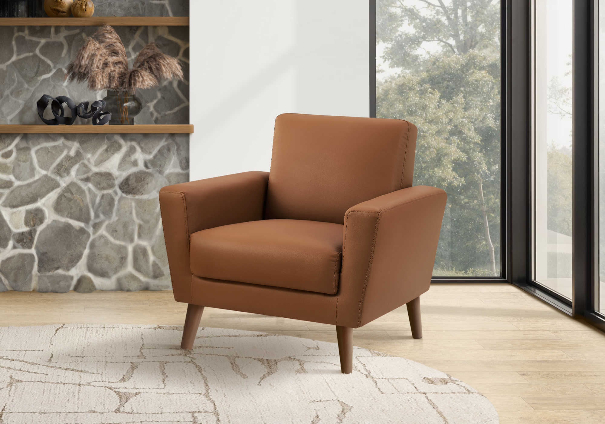 CHAISE - 34"L / PU COGNAC #3007-10 – 8J21710
