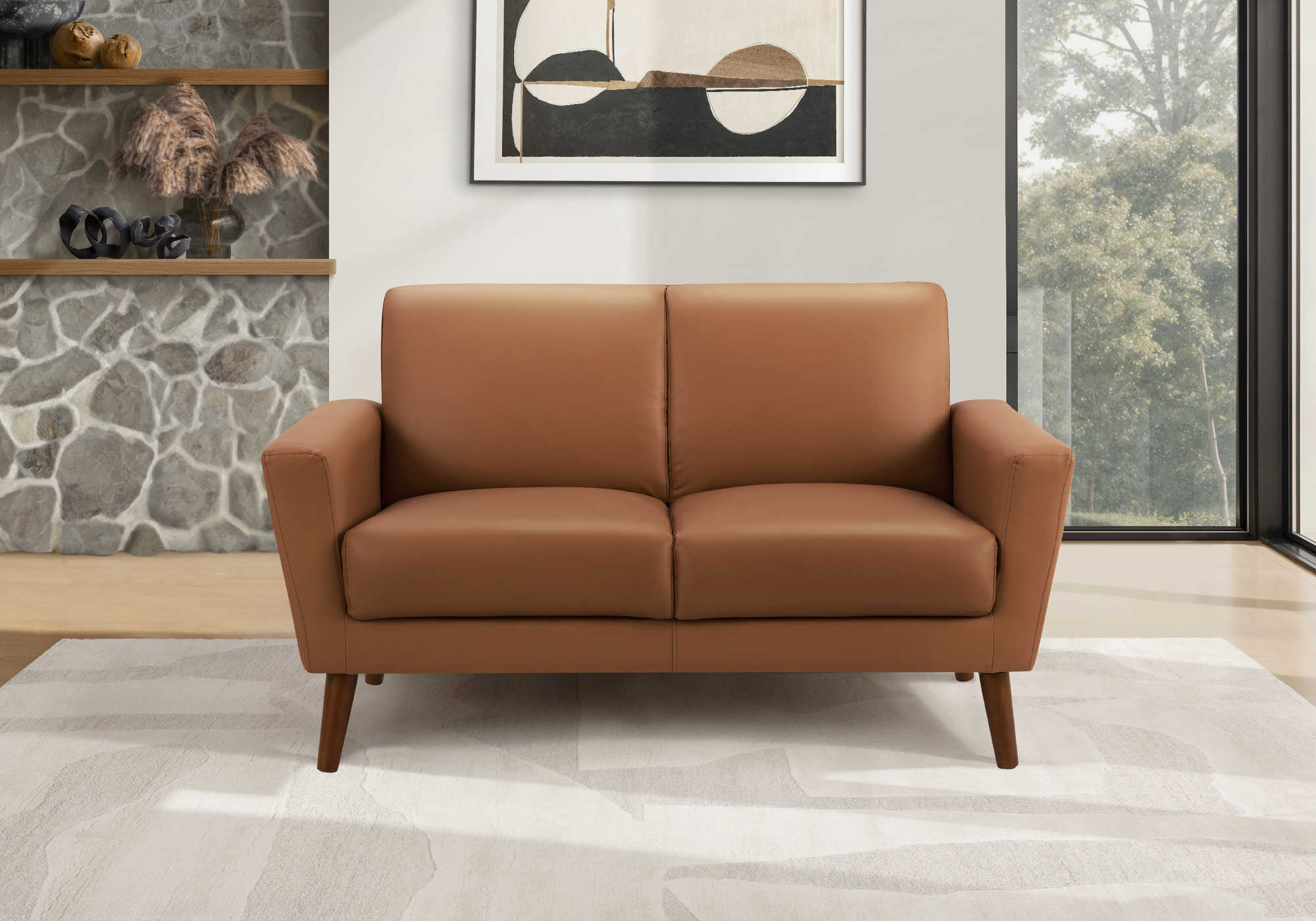 CAUSEUSE - 58"L / PU COGNAC #3007-10 – 8J22710