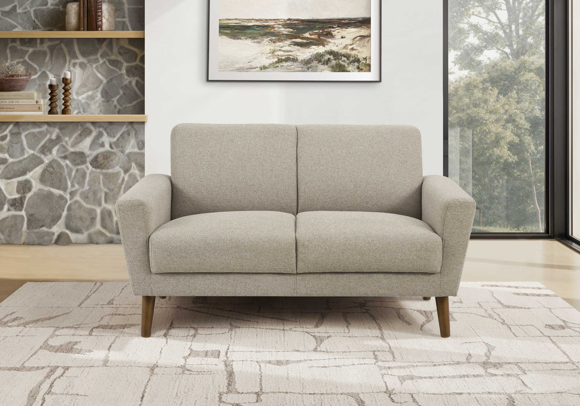 CAUSEUSE - 58"L / TISSU BRUN PALE #LUMOS-31 – 8J22L31