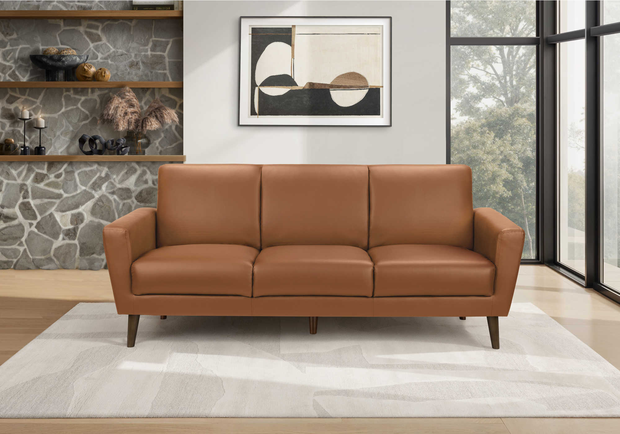SOFA - 77"L / PU COGNAC #3007-10 – 8J23710