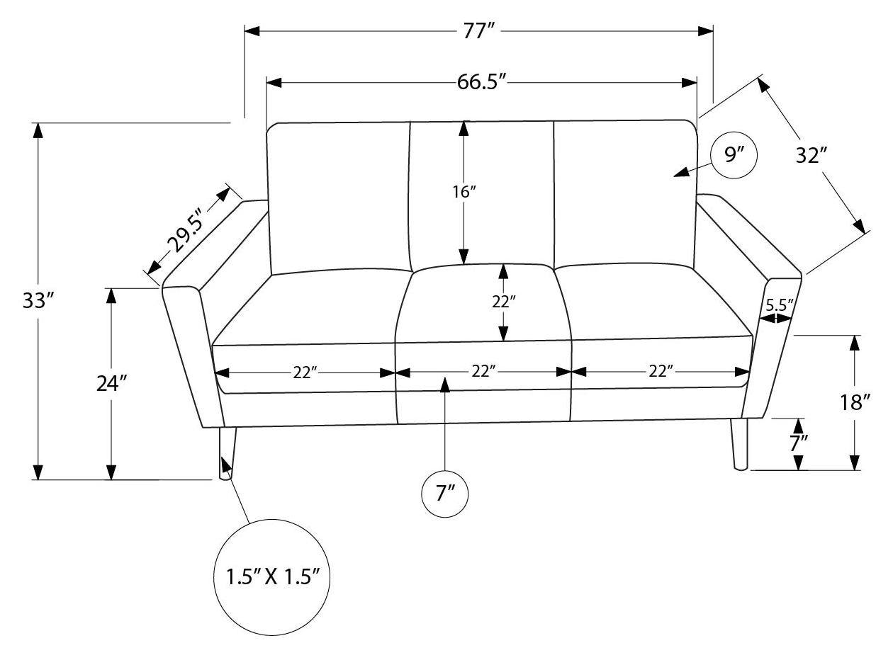 SOFA - 77"L / TISSU BRUN PALE #LUMOS-31 – 8J23L31