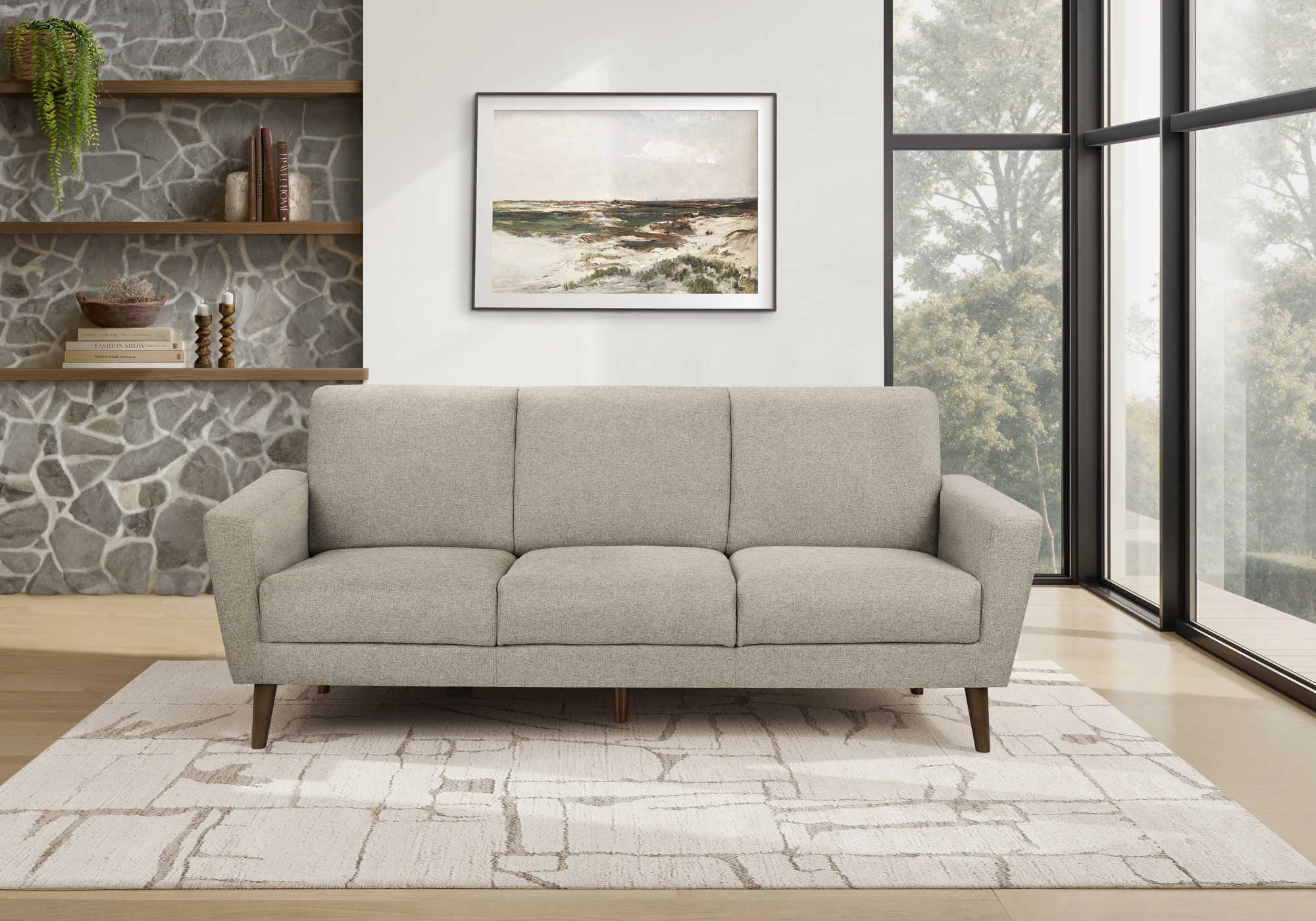 SOFA - 77"L / TISSU BRUN PALE #LUMOS-31 – 8J23L31