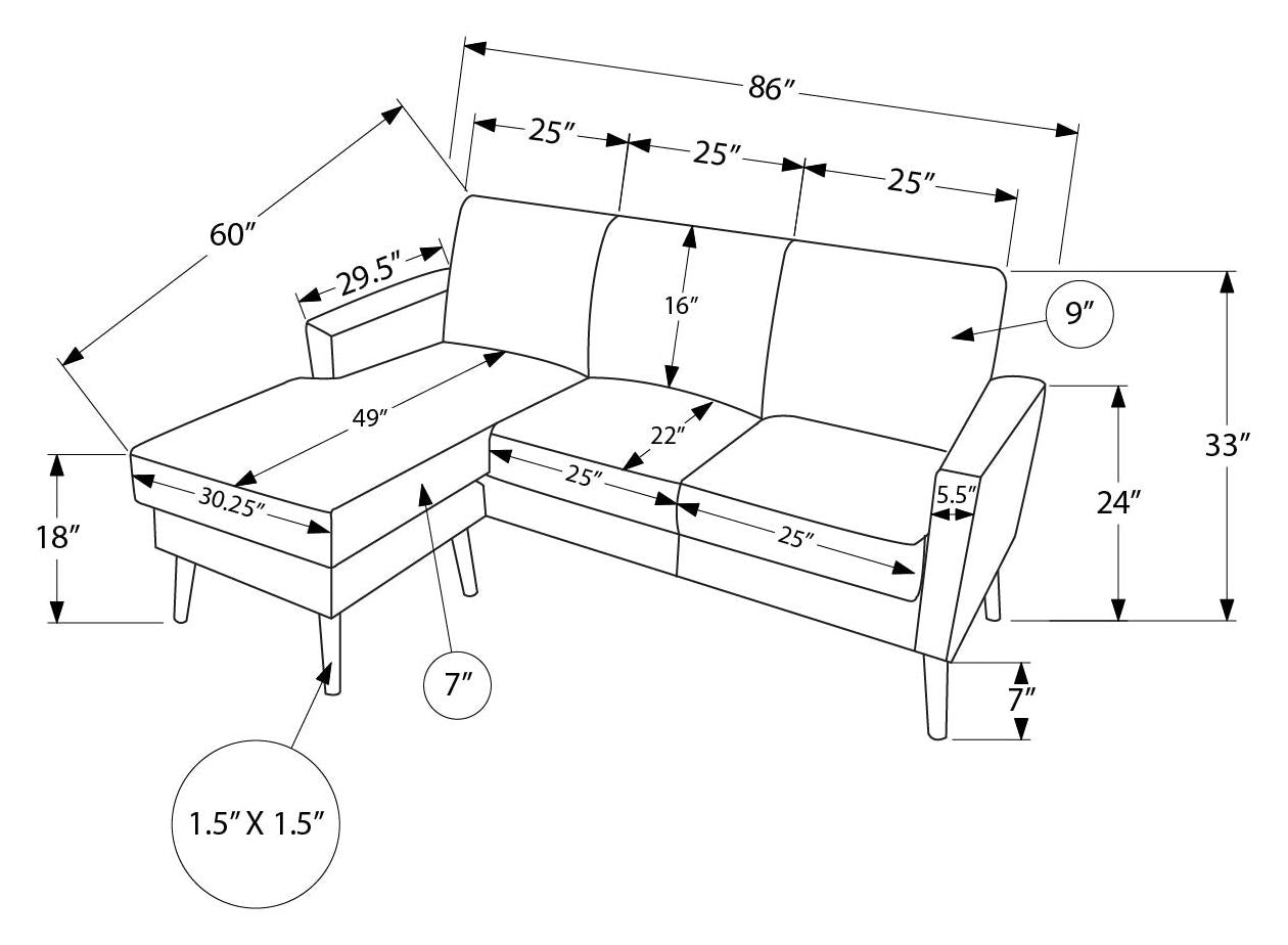 SOFA CHAISE LONGUE - G/D / PU BRUN #RA-08 – 8J24A08