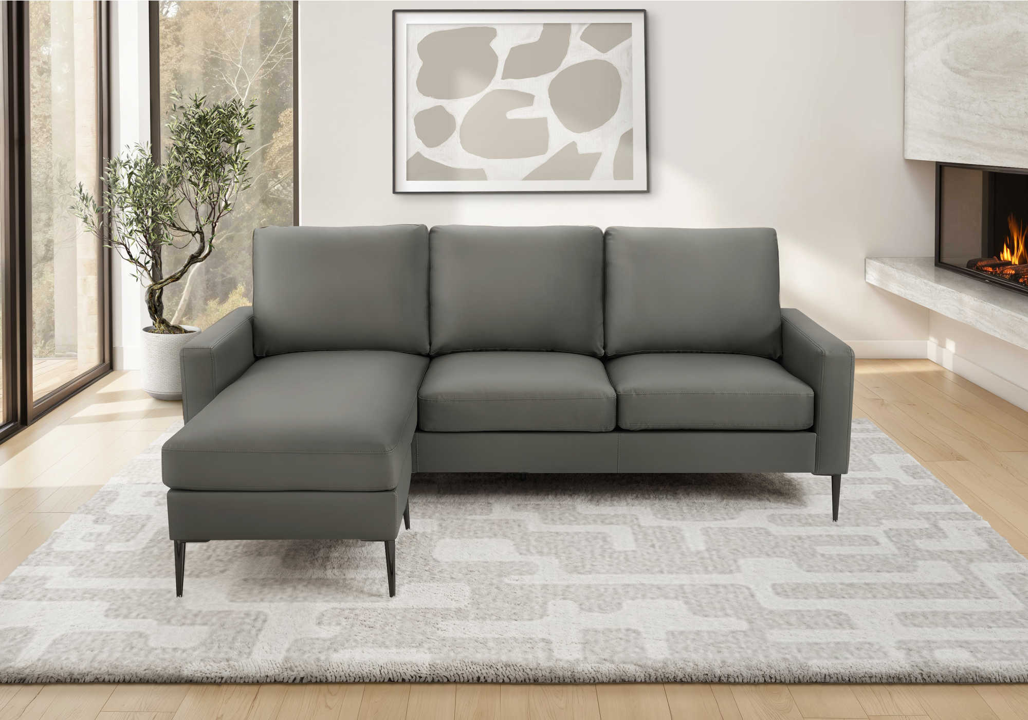 SOFA CHAISE LONGUE - G/D / PU GRIS #RA-02 – 8J34A02