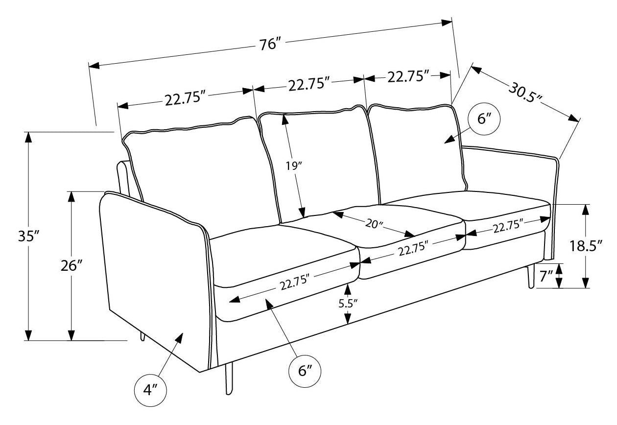 SOFA - 76"L / TISSU GRIS #COACH-18 – 8K13C18