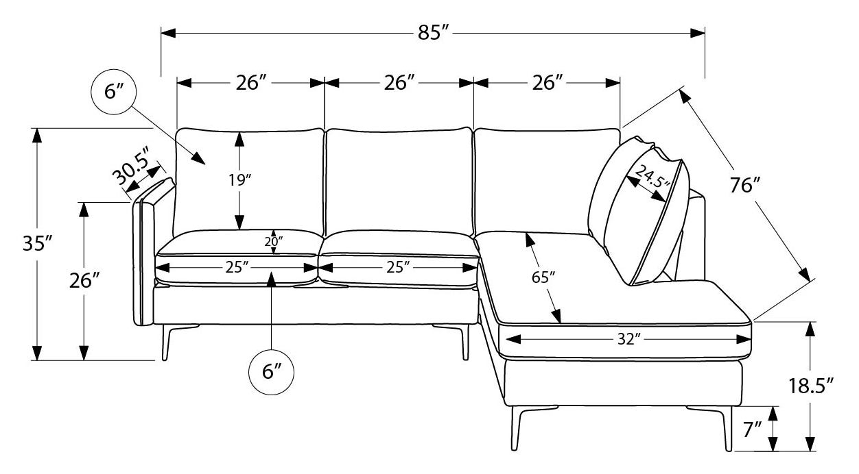SOFA SECTIONNEL - BRAS G/ TISSU BEIGE #COACH-4 – 8K15C04