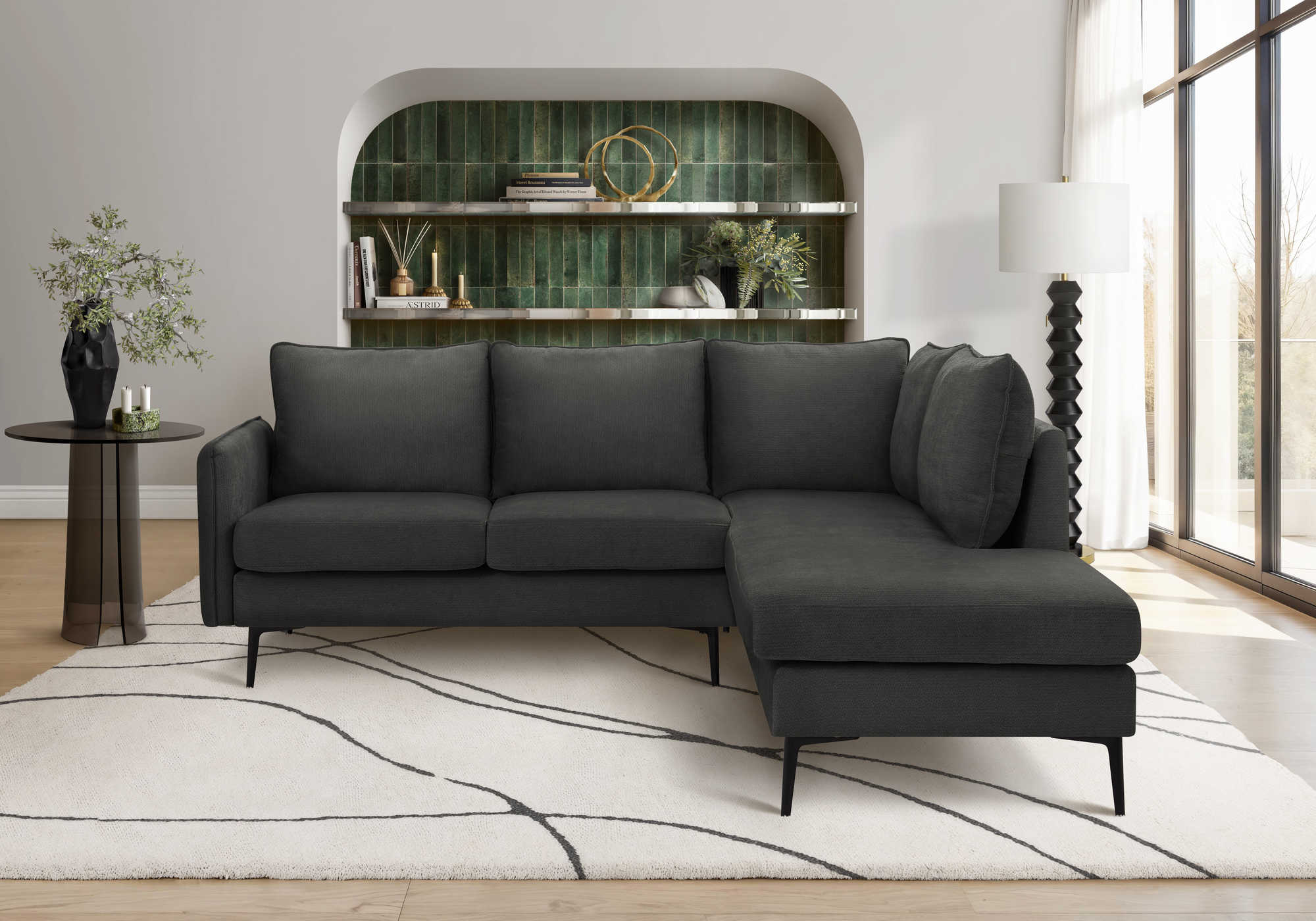 SOFA SECTIONNEL - BRAS G/ TISSU NOIR #COACH-20 – 8K15C20