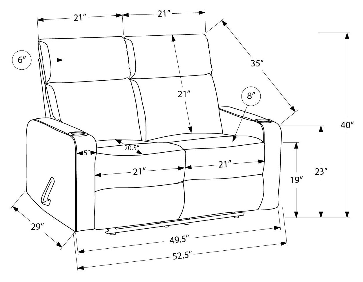 CAUSEUSE INCLINABLE - PORTE-GOBELETS / GRIS AOTANSI # CB0031 – 8M12031