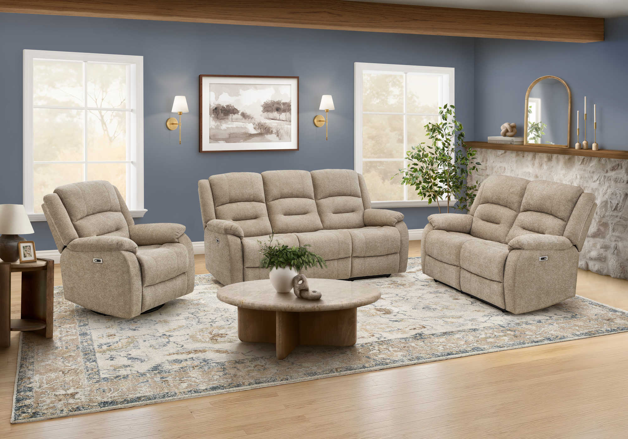 FAUTEUIL INCLINABLE - PIVOTANT MOTO. / USB BEIGE # 2514-06 – 8P21406