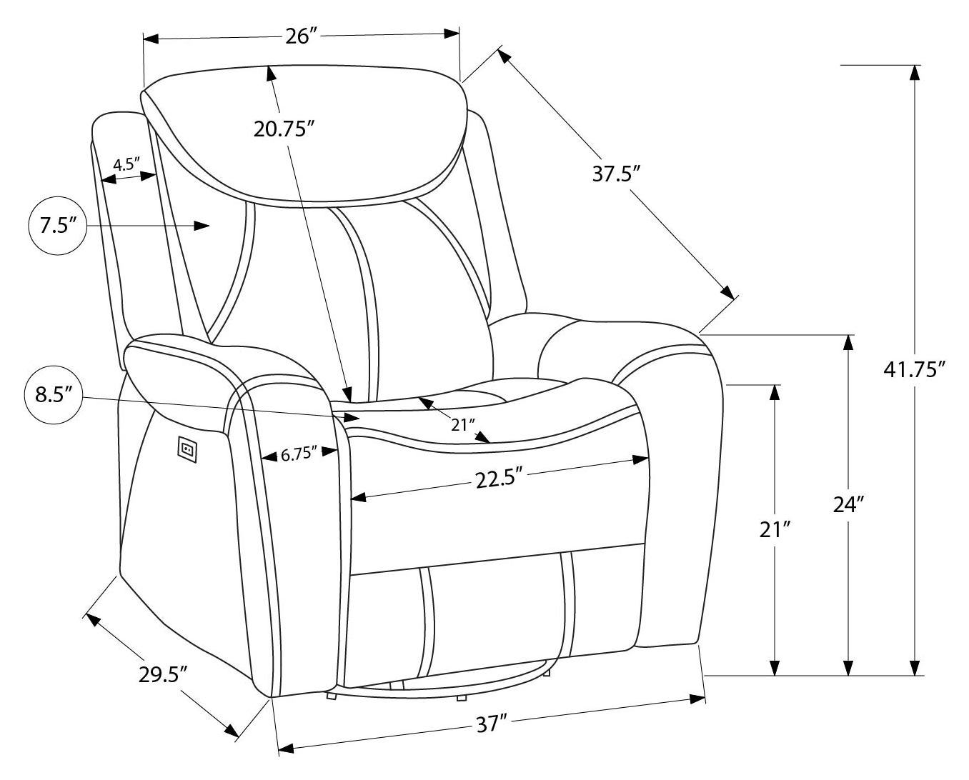 FAUTEUIL INCLINABLE - MOTORISER PIVOTANT / BERCANT USB PU BRUN TJB-061 – 8P31061