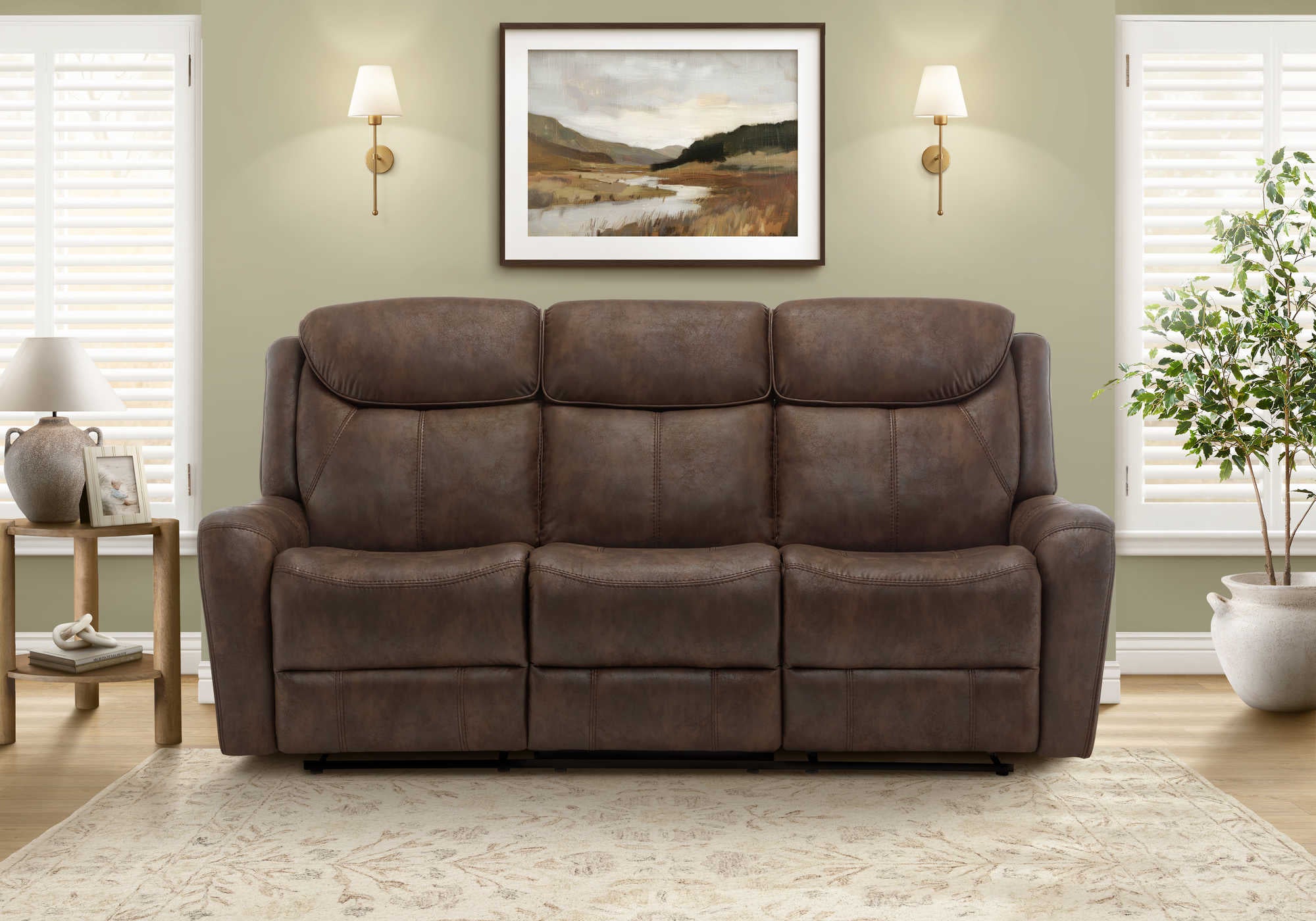 SOFA INCLINABLE - MOTORISER / USB PU BRUN #TJB-061 – 8P33061