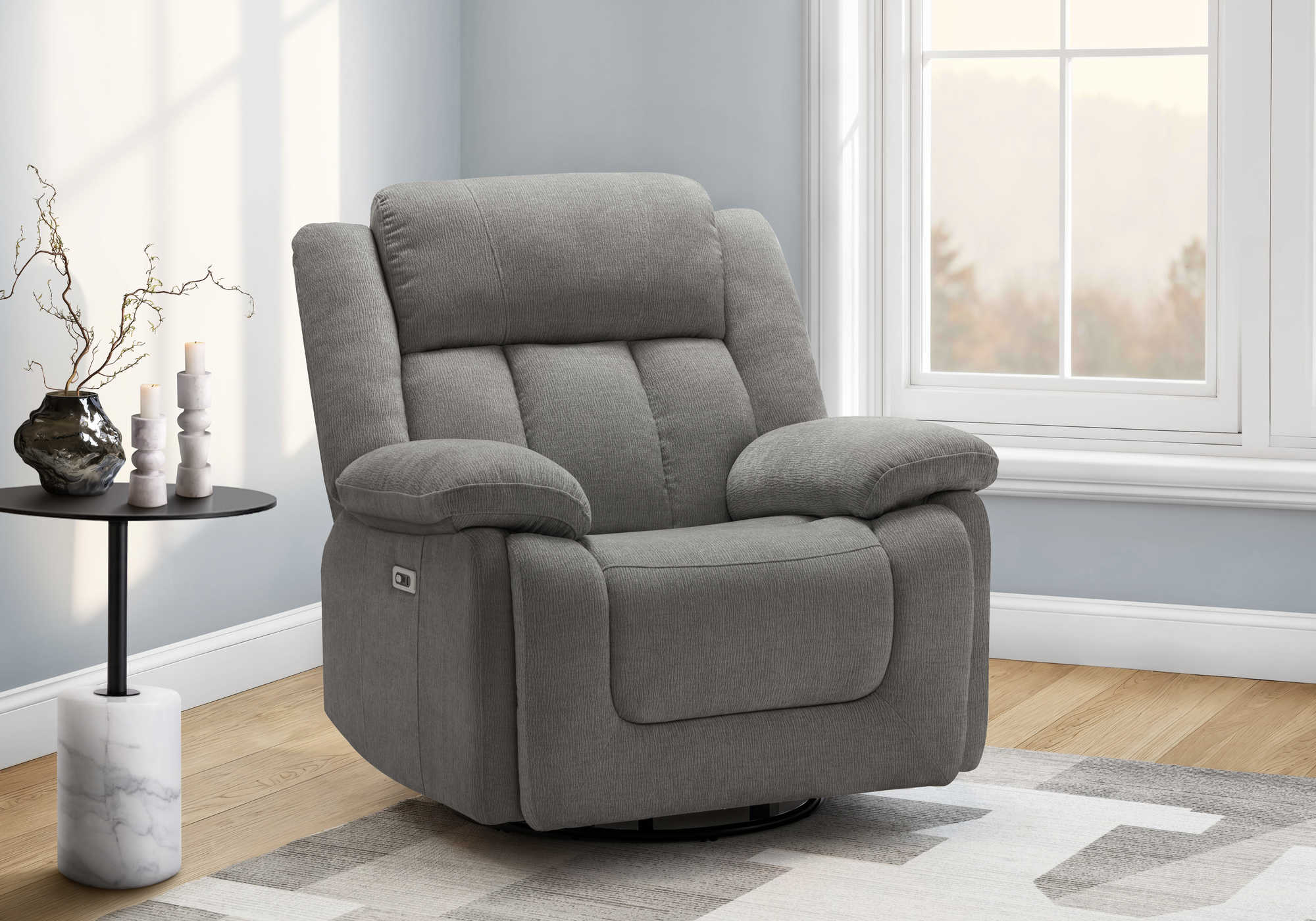 FAUTEUIL INCLINABLE - PIVOTANT MOTO. / USB GRIS CITY # 453 – 8P41453