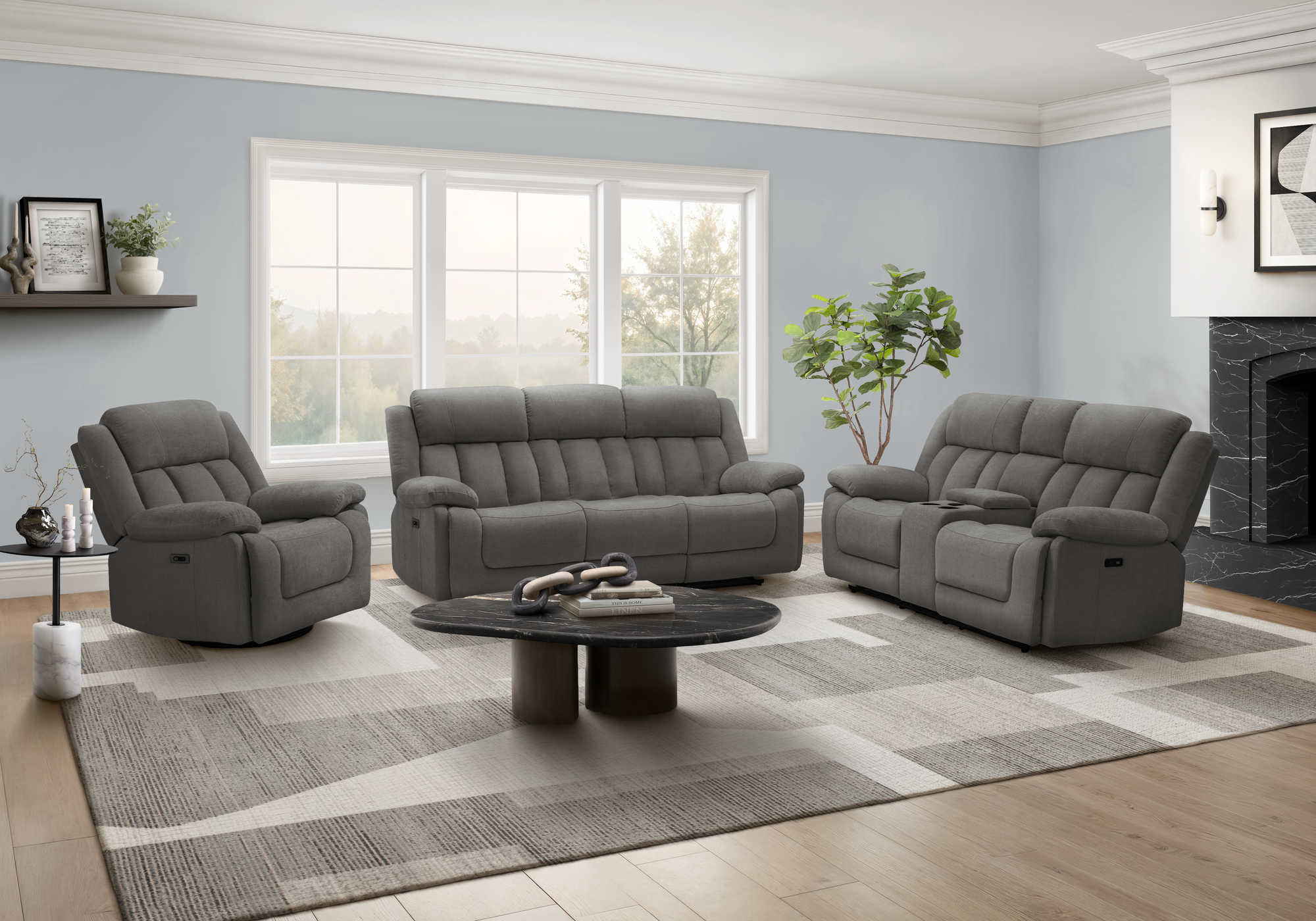 FAUTEUIL INCLINABLE - PIVOTANT MOTO. / USB GRIS CITY # 453 – 8P41453