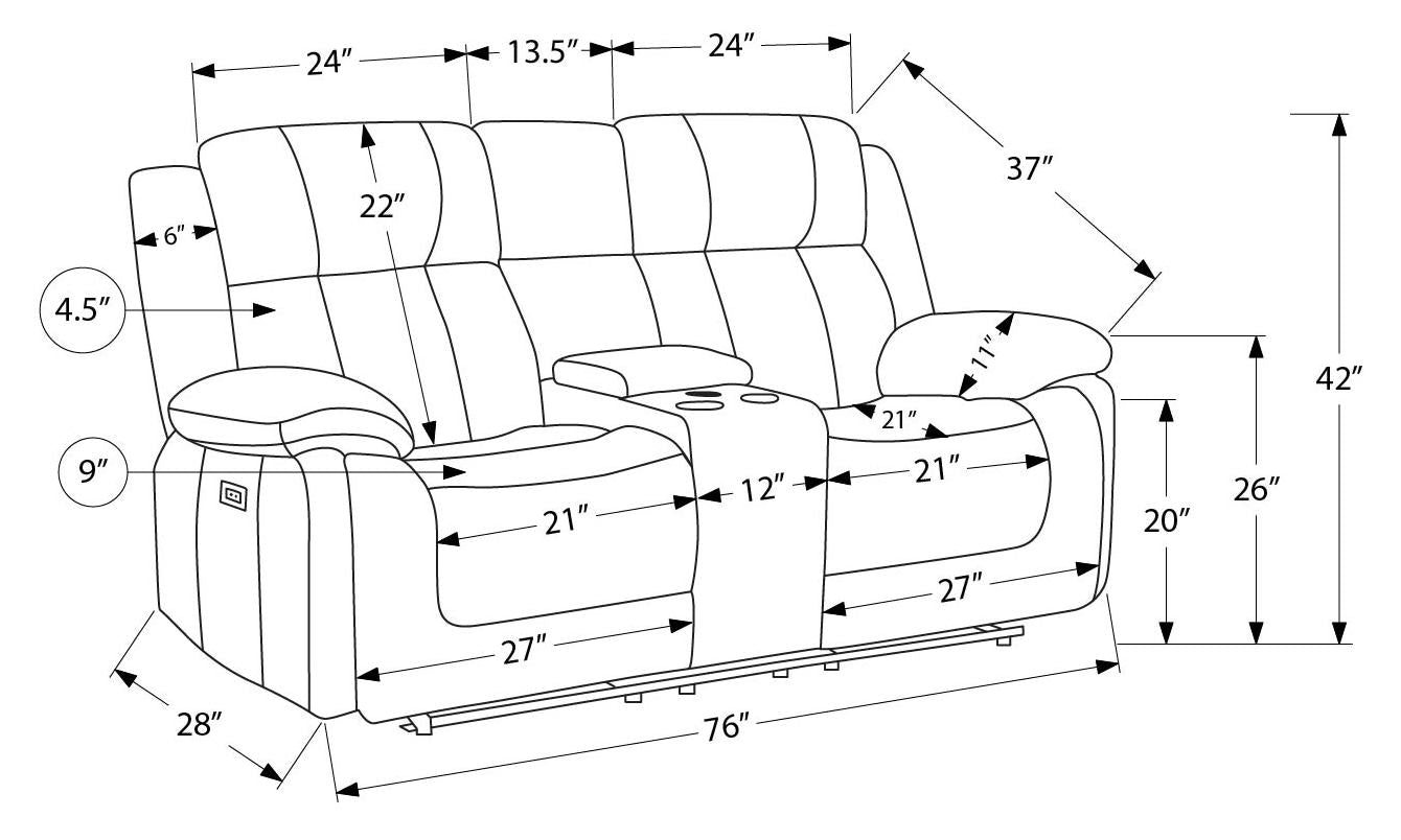CAUSEUSE INCLINABLE - MOTORISER / CONSOLE / USB GRIS # 453 – 8P42453