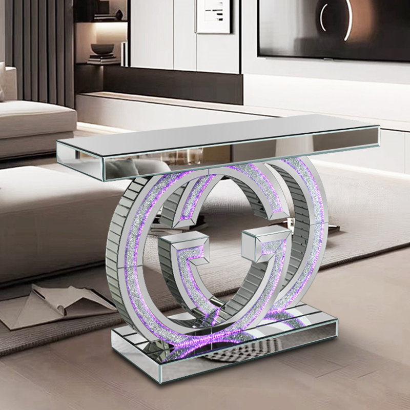 Console Table 48" Mirrored In Clear Mixon Design With Rgb Colour Changing