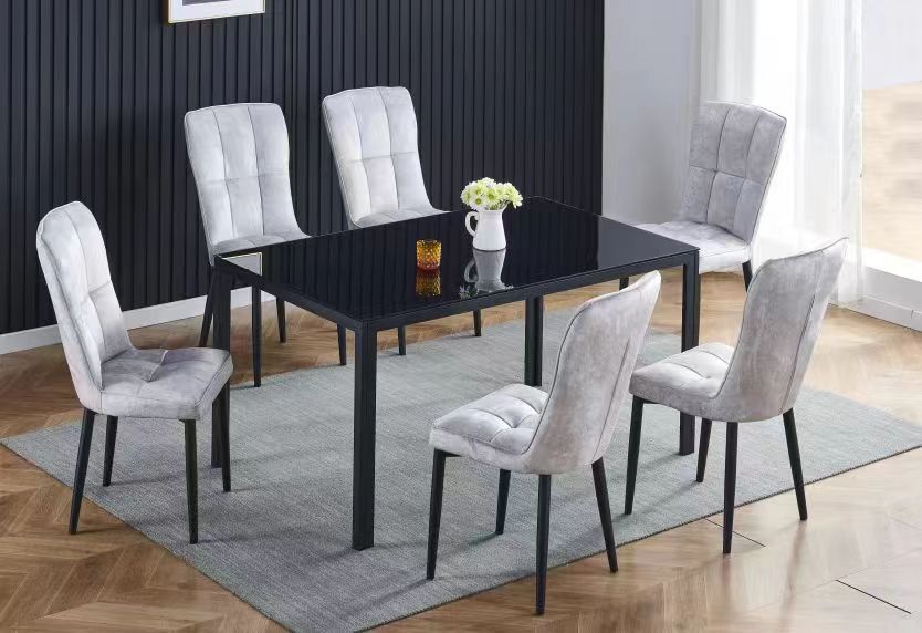 Image of dining set 7pcs - dt-10 ch-100 black and grey.