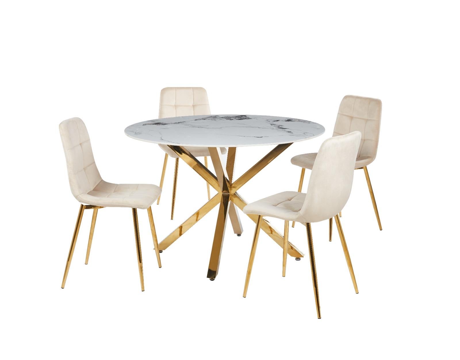 Image of dining set 5pcs - dt-17 ch-170 gold.