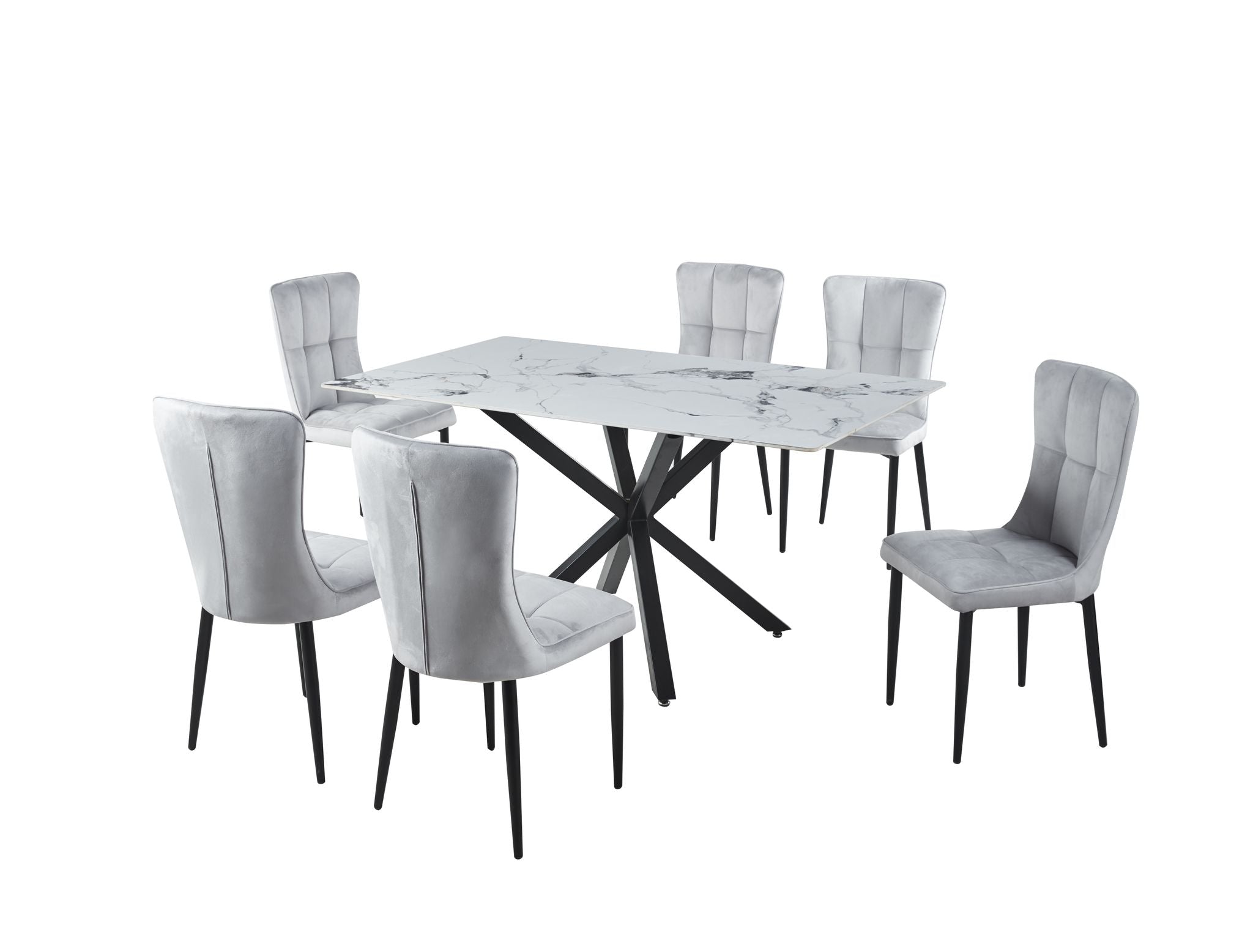 Image of dining set 7pcs - dt-18 ch-100 black.