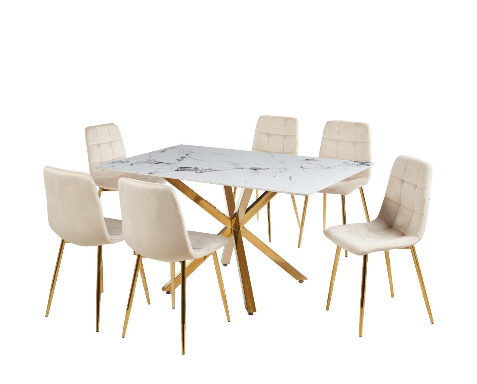 Image of dining set 7pcs - dt-18 ch-170 gold.